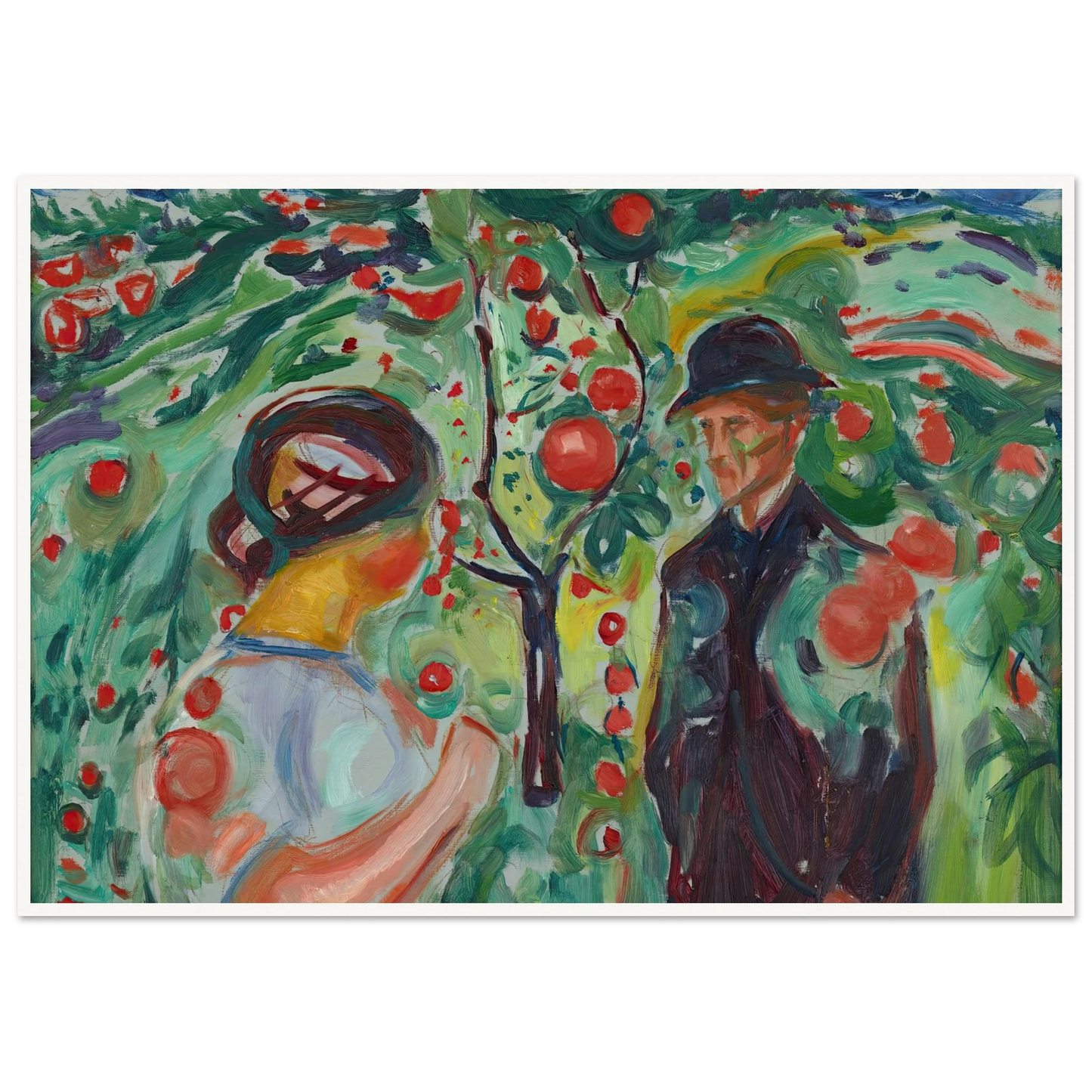 Beneath the Red Apples (1927–30) Art Print | Edvard Munch - Framed Poster - 30x40 cm / 12x16″ - Black frame