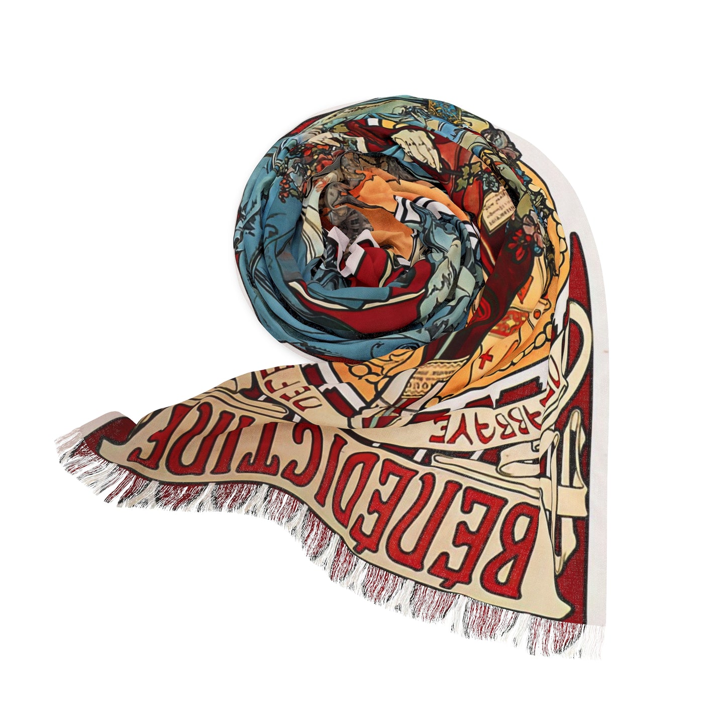 Bénédictine | Alphonse Mucha Scarf – Art Nouveau Scarf - - 27" × 71'' - 