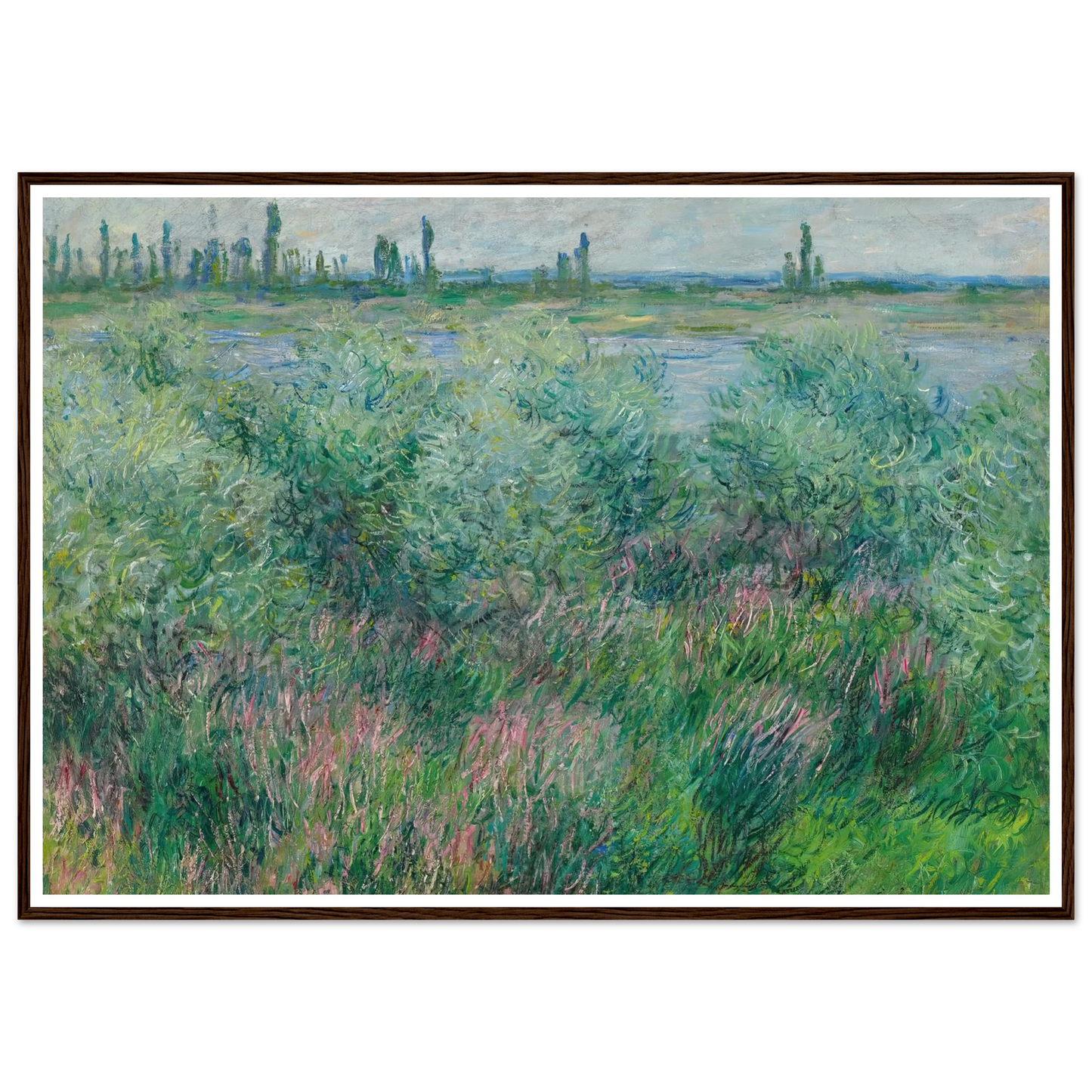 Berges De La Seine Près De Vétheuil (1881) Art Print | Claude Monet - Framed Poster - 30x40 cm / 12x16″ - Black frame