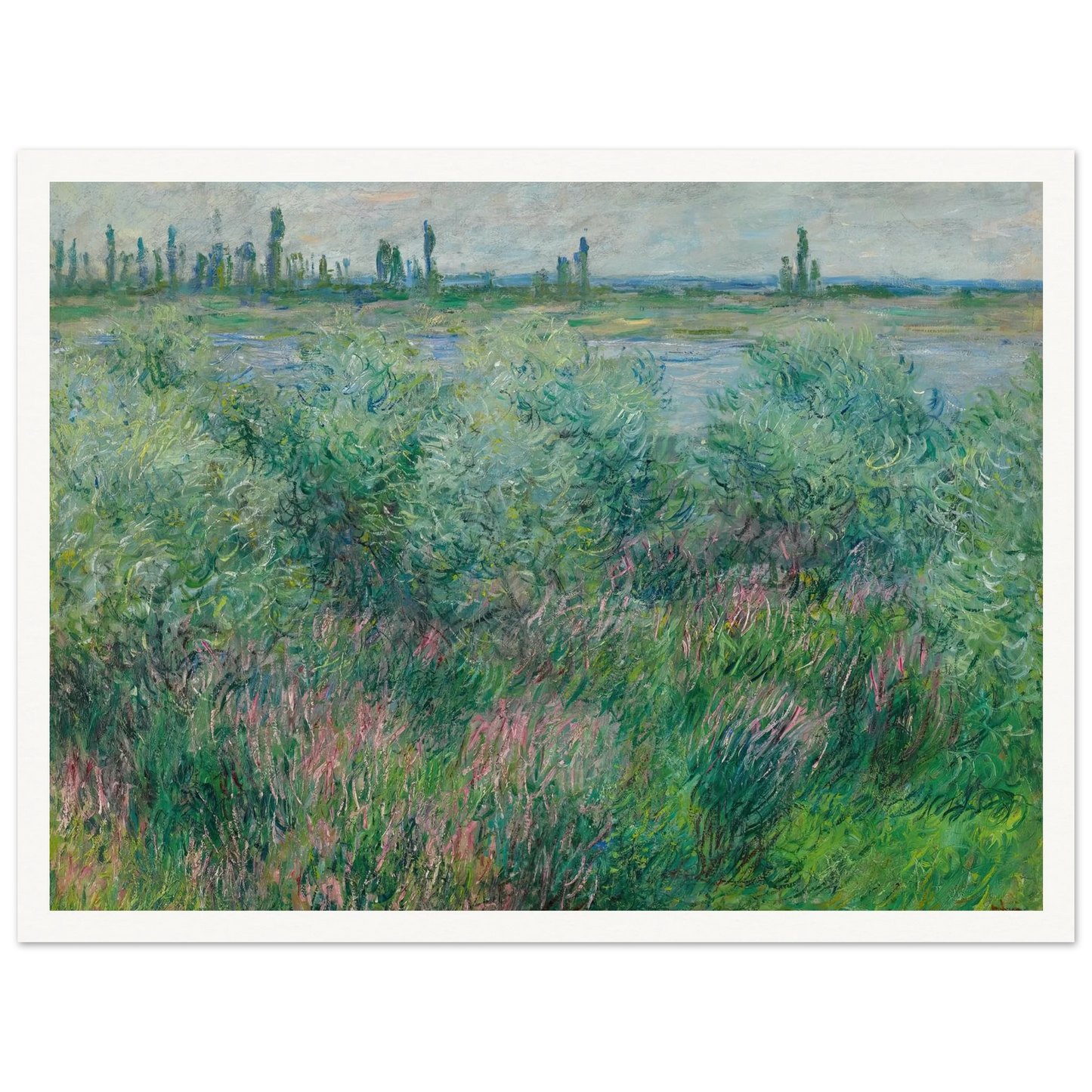 Berges De La Seine Près De Vétheuil (1881) Art Print | Claude Monet - Framed Poster - 30x40 cm / 12x16″ - Black frame