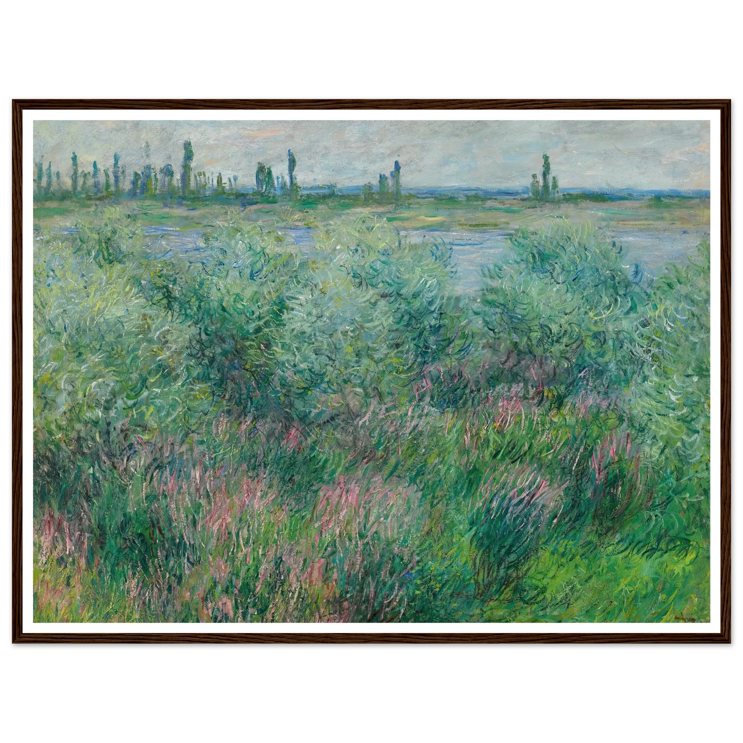 Berges De La Seine Près De Vétheuil (1881) Art Print | Claude Monet - Framed Poster - 30x40 cm / 12x16″ - Black frame