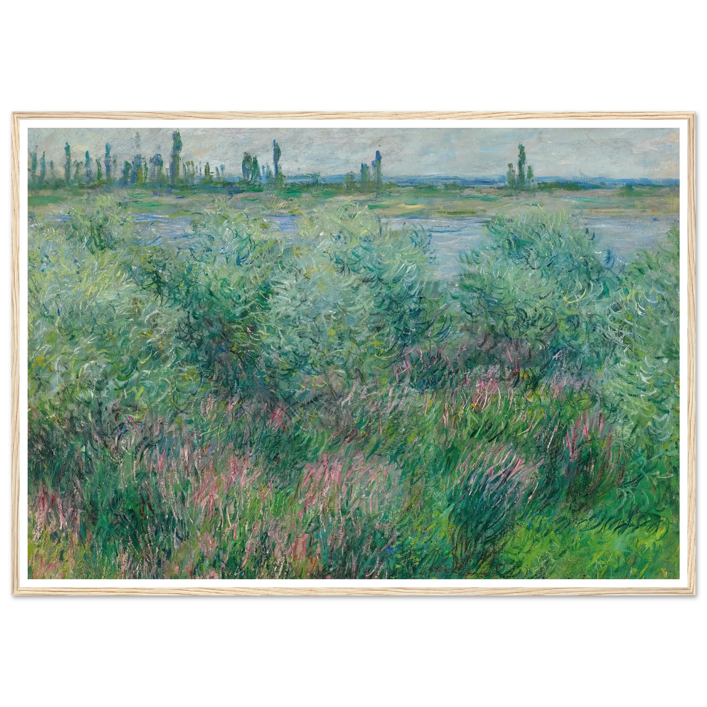 Berges De La Seine Près De Vétheuil (1881) Art Print | Claude Monet - Framed Poster - 30x40 cm / 12x16″ - Black frame
