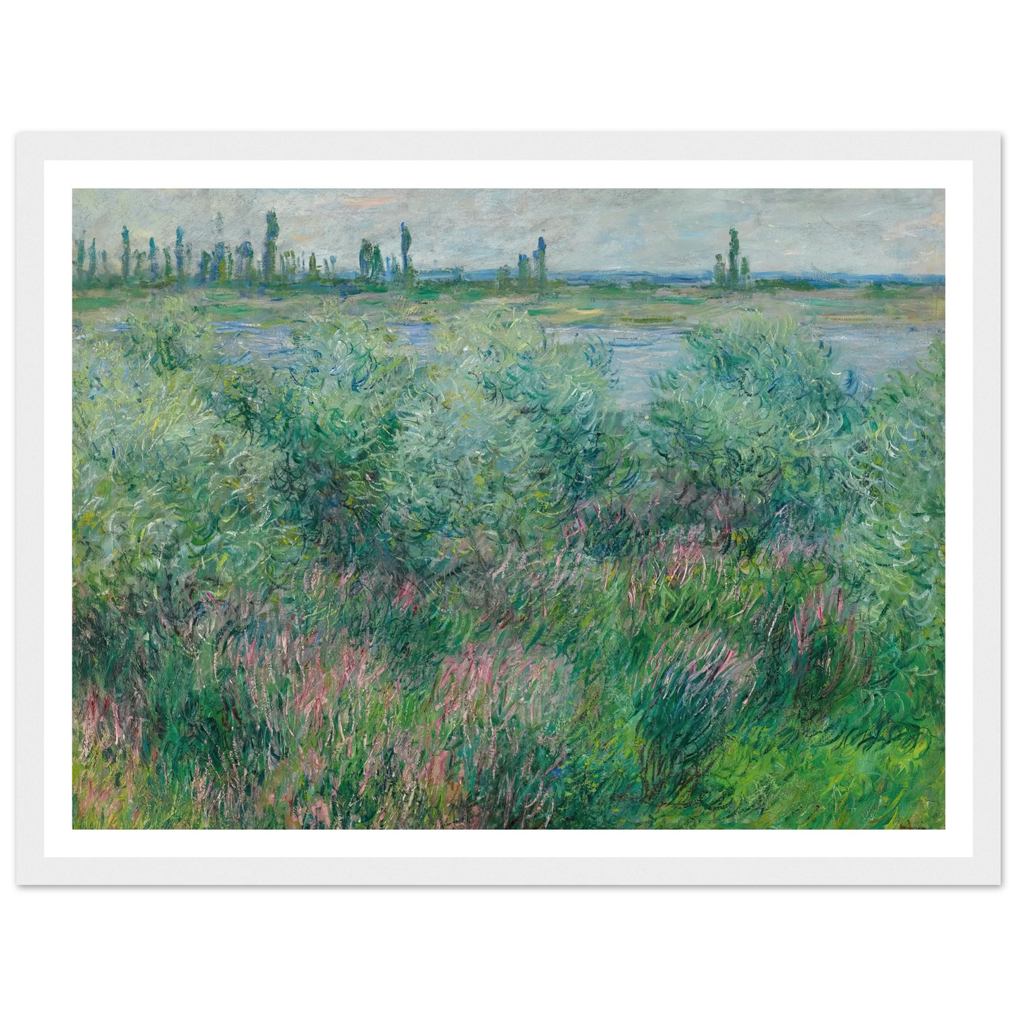 Berges De La Seine Près De Vétheuil (1881) Art Print | Claude Monet - Framed Poster - 30x40 cm / 12x16″ - Black frame