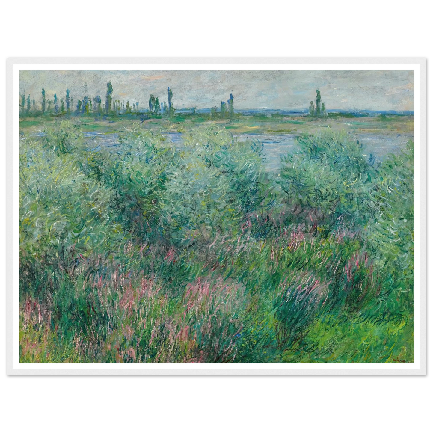 Berges De La Seine Près De Vétheuil (1881) Art Print | Claude Monet - Framed Poster - 30x40 cm / 12x16″ - Black frame