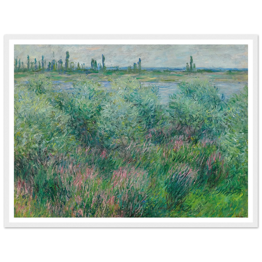 Berges De La Seine Près De Vétheuil (1881) Art Print | Claude Monet - Framed Poster - 30x40 cm / 12x16″ - Black frame