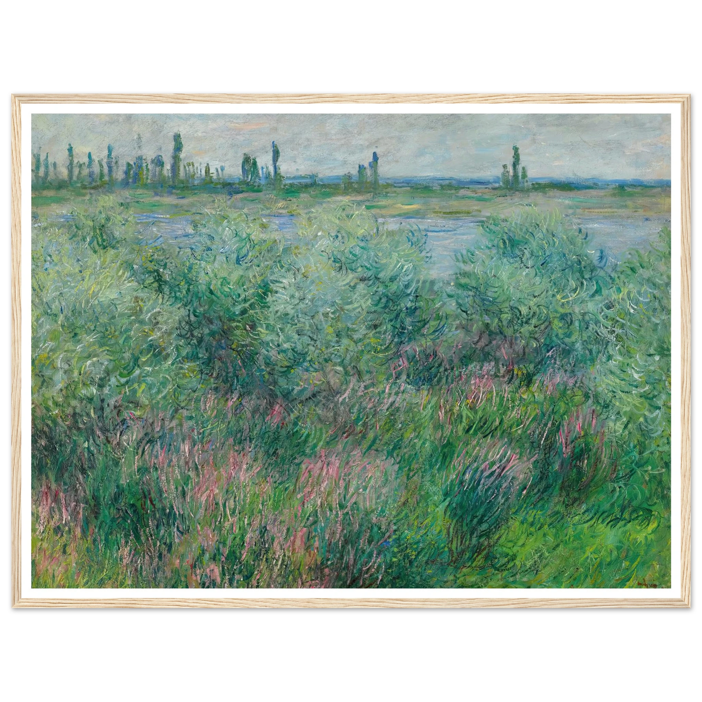Berges De La Seine Près De Vétheuil (1881) Art Print | Claude Monet - Framed Poster - 30x40 cm / 12x16″ - Black frame