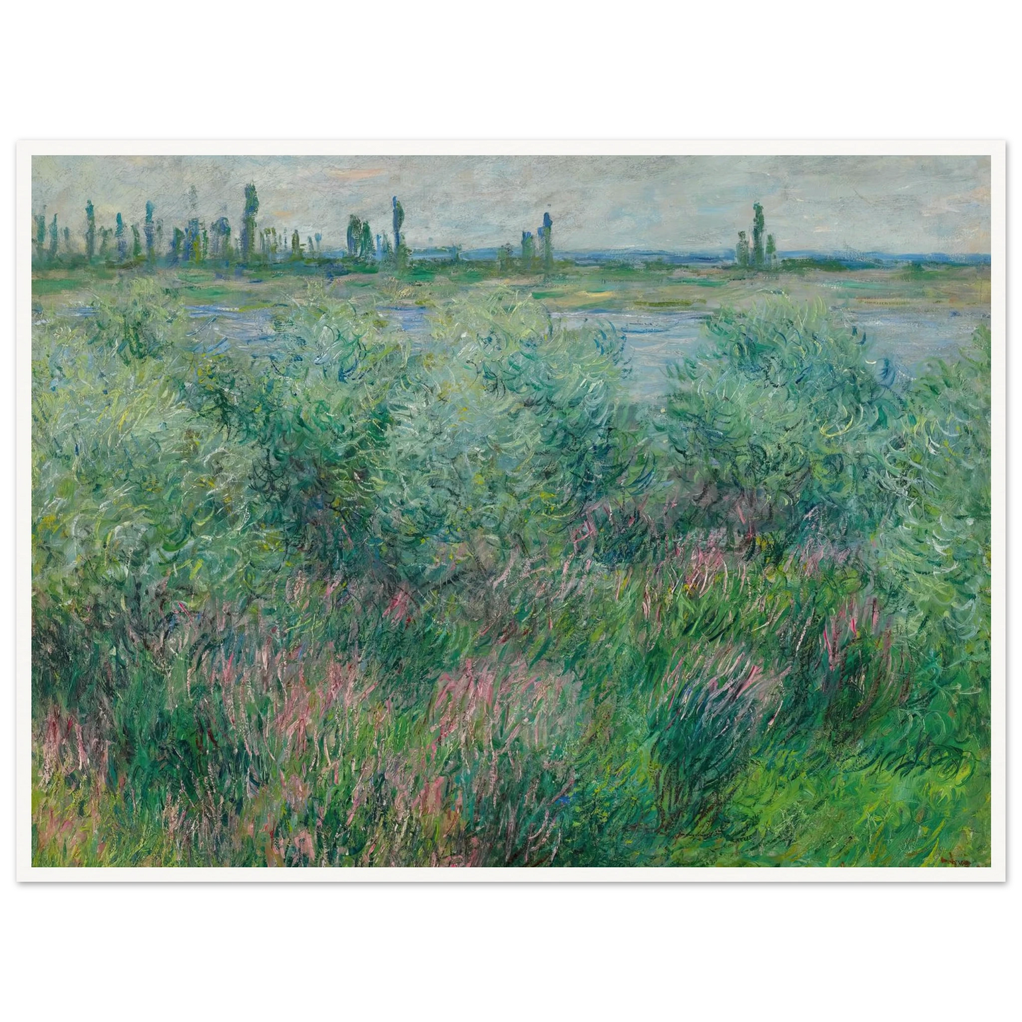 Berges De La Seine Près De Vétheuil (1881) Art Print | Claude Monet - Framed Poster - 30x40 cm / 12x16″ - Black frame