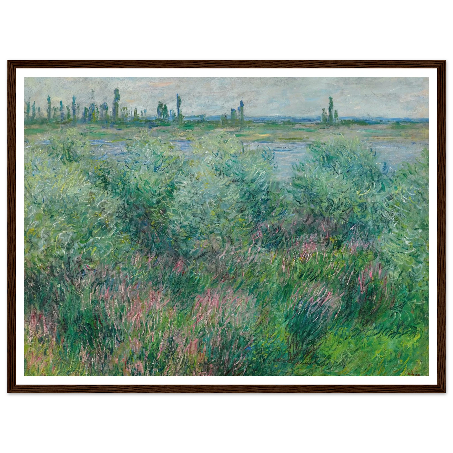 Berges De La Seine Près De Vétheuil (1881) Art Print | Claude Monet - Framed Poster - 30x40 cm / 12x16″ - Black frame