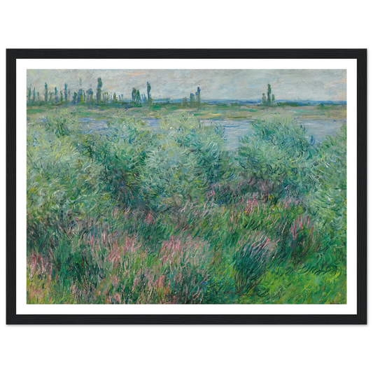 Berges De La Seine Près De Vétheuil (1881) Art Print | Claude Monet - Framed Poster - 30x40 cm / 12x16″ - Black frame