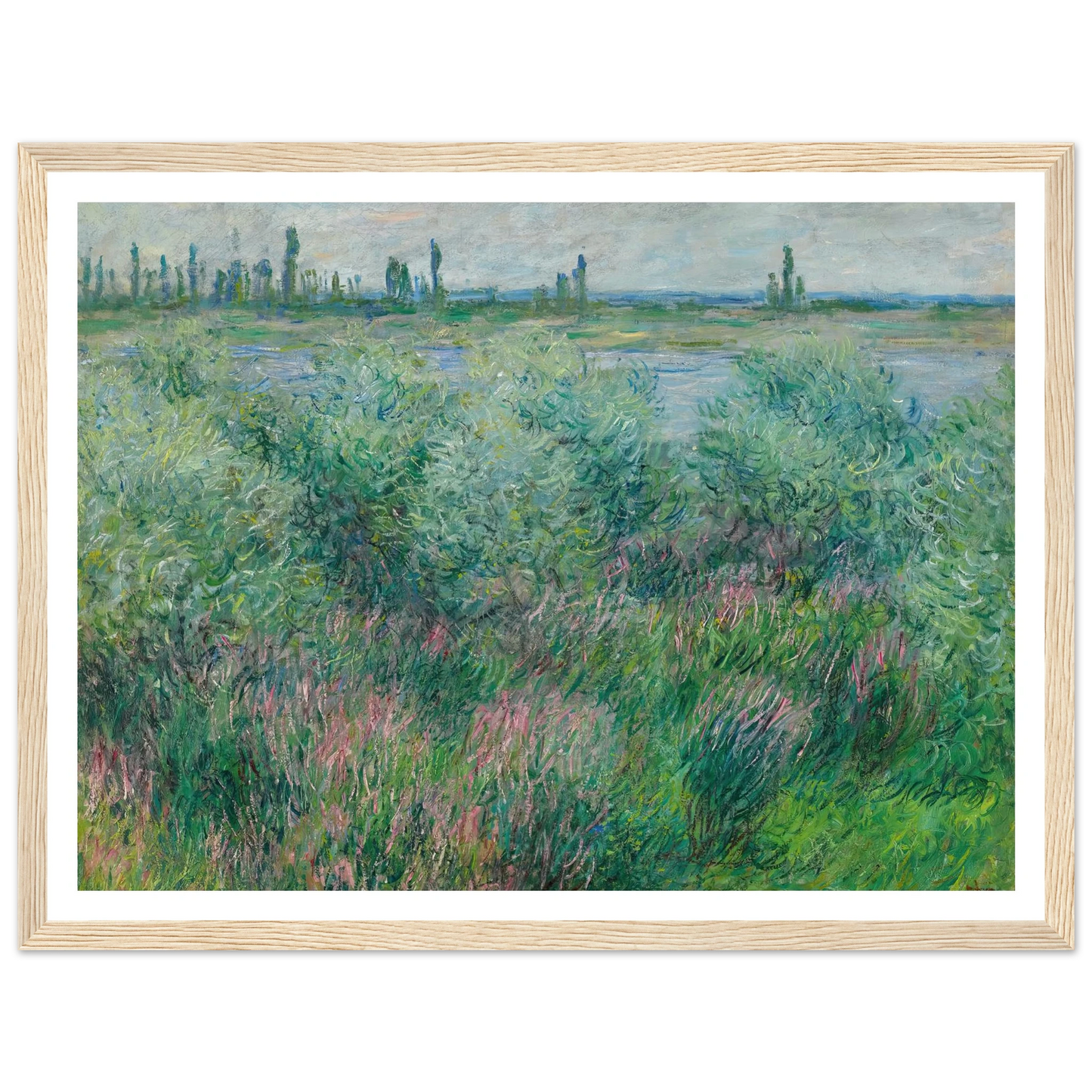 Berges De La Seine Près De Vétheuil (1881) Art Print | Claude Monet - Framed Poster - 30x40 cm / 12x16″ - Black frame