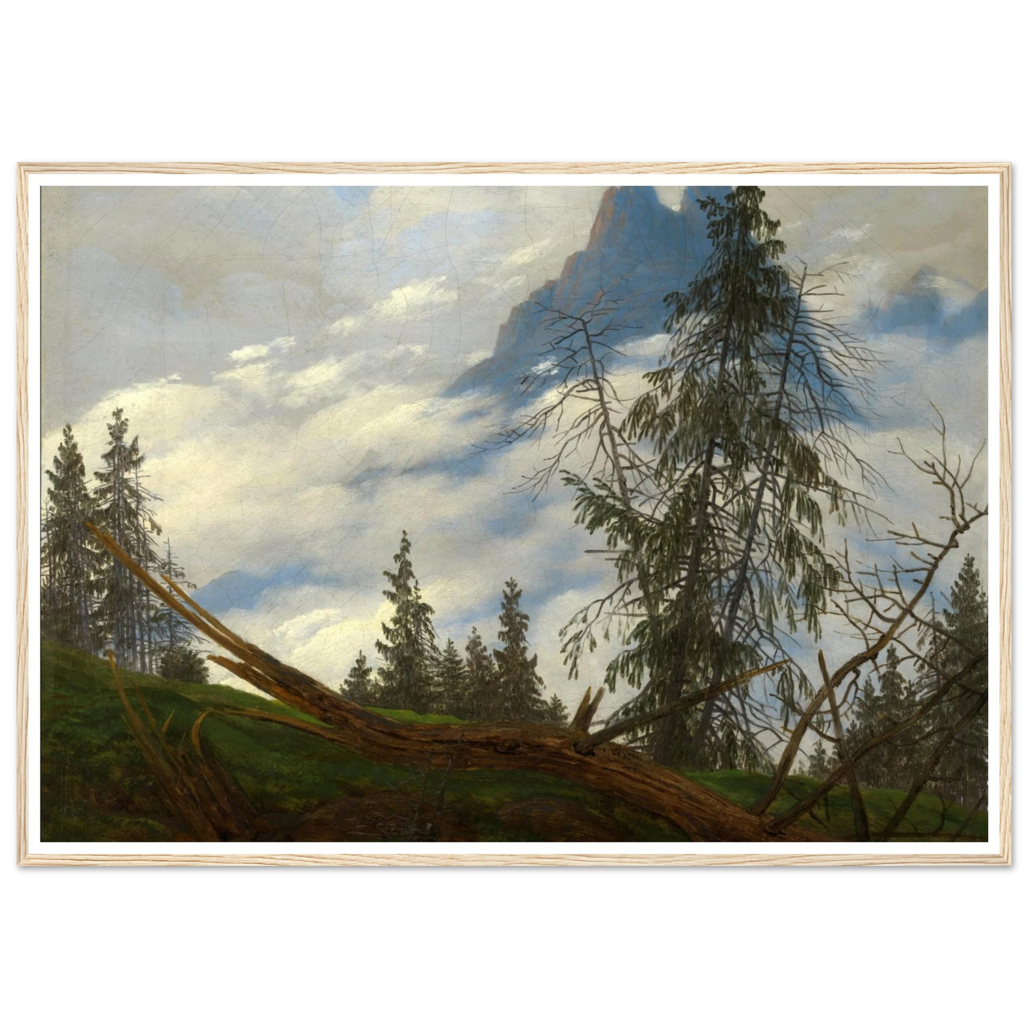 Berggipfel mit ziehenden Wolken (1835) Art Print | Caspar David Friedrich - Framed Poster - 30x40 cm / 12x16″ - Black frame