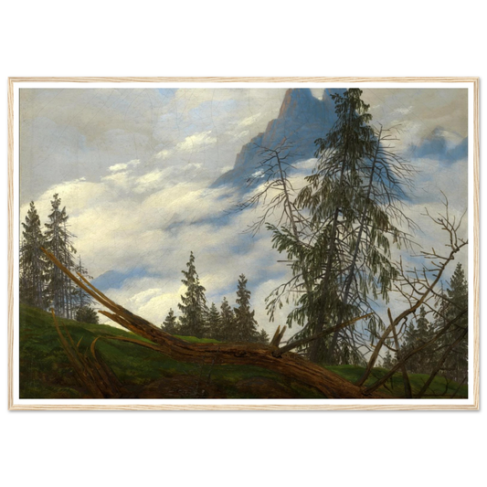 Berggipfel mit ziehenden Wolken (1835) Art Print | Caspar David Friedrich - Framed Poster - 30x40 cm / 12x16″ - Black frame