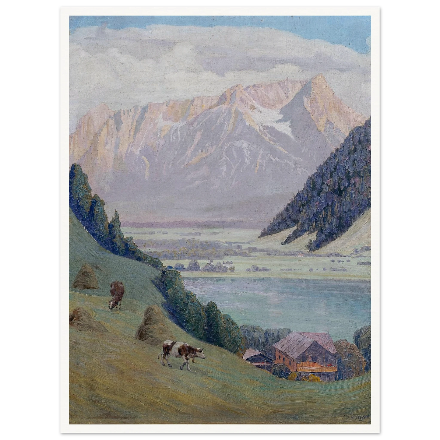 Bergsee (1911) Art Print | Max Kahrer - Framed Poster - 30x40 cm / 12x16″ - Black frame