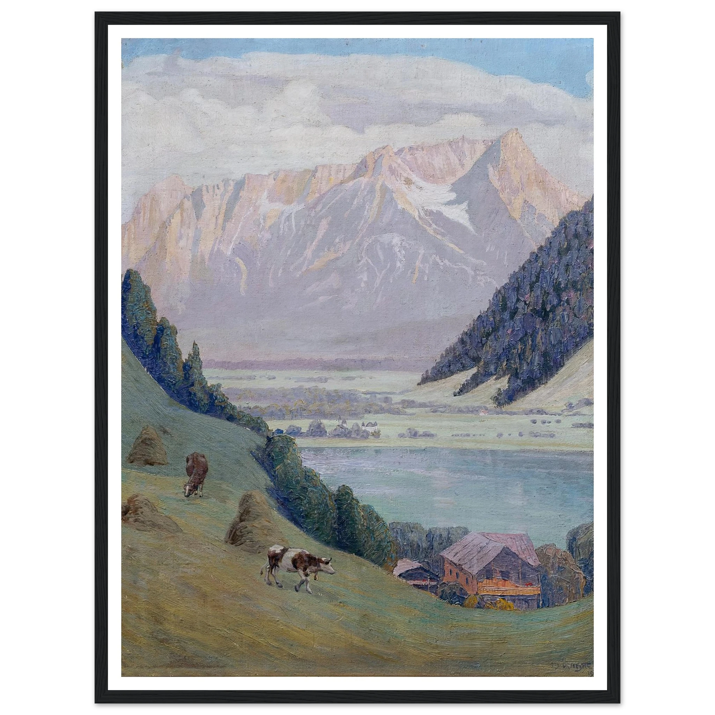 Bergsee (1911) Art Print | Max Kahrer - Framed Poster - 30x40 cm / 12x16″ - Black frame