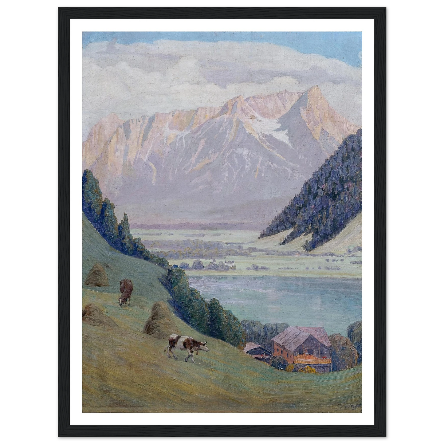 Bergsee (1911) Art Print | Max Kahrer - Framed Poster - 30x40 cm / 12x16″ - Black frame