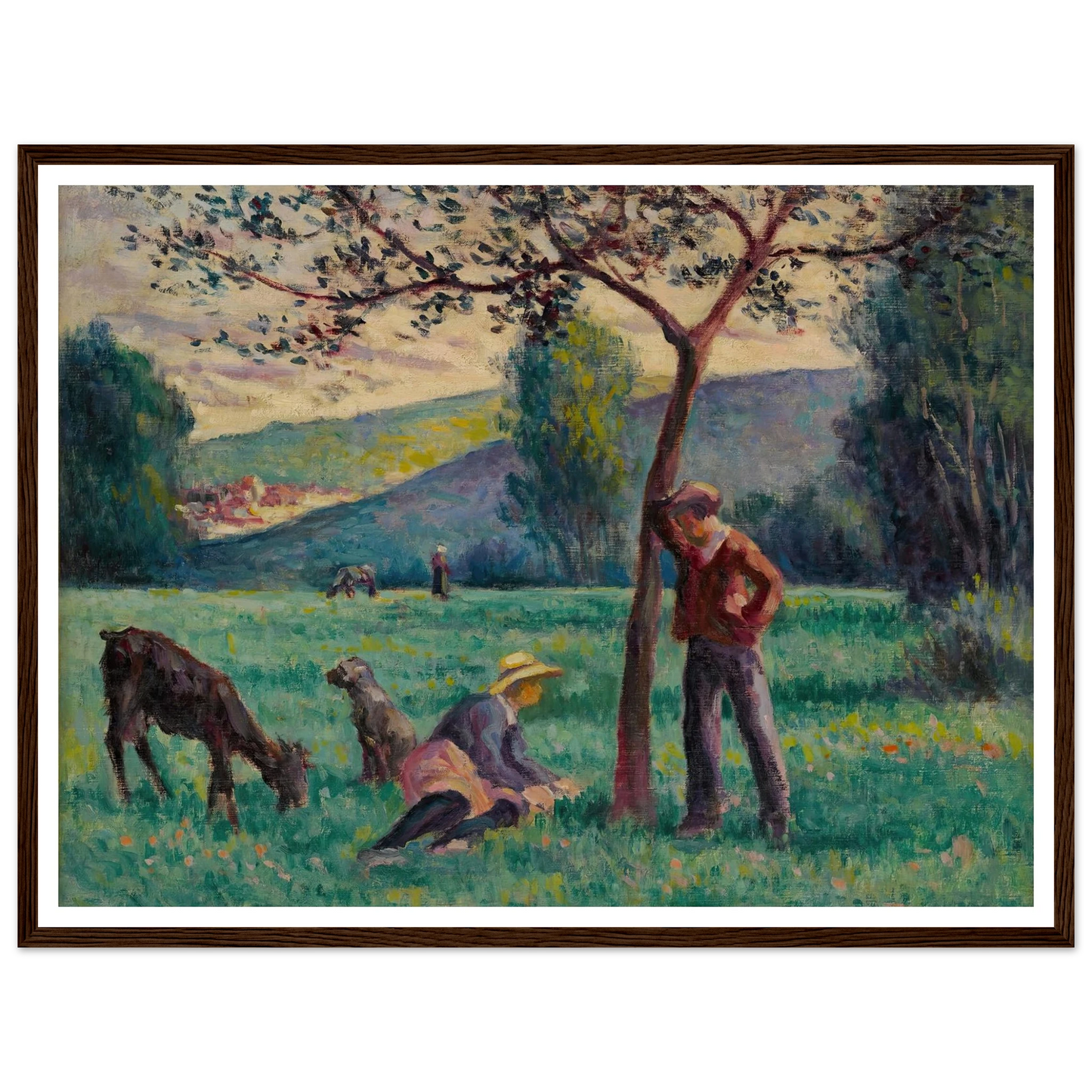 Bessy-cur-Cure, paysage au pommier Art Print | Maximilien Luce - Framed Poster - 30x40 cm / 12x16″ - Black frame