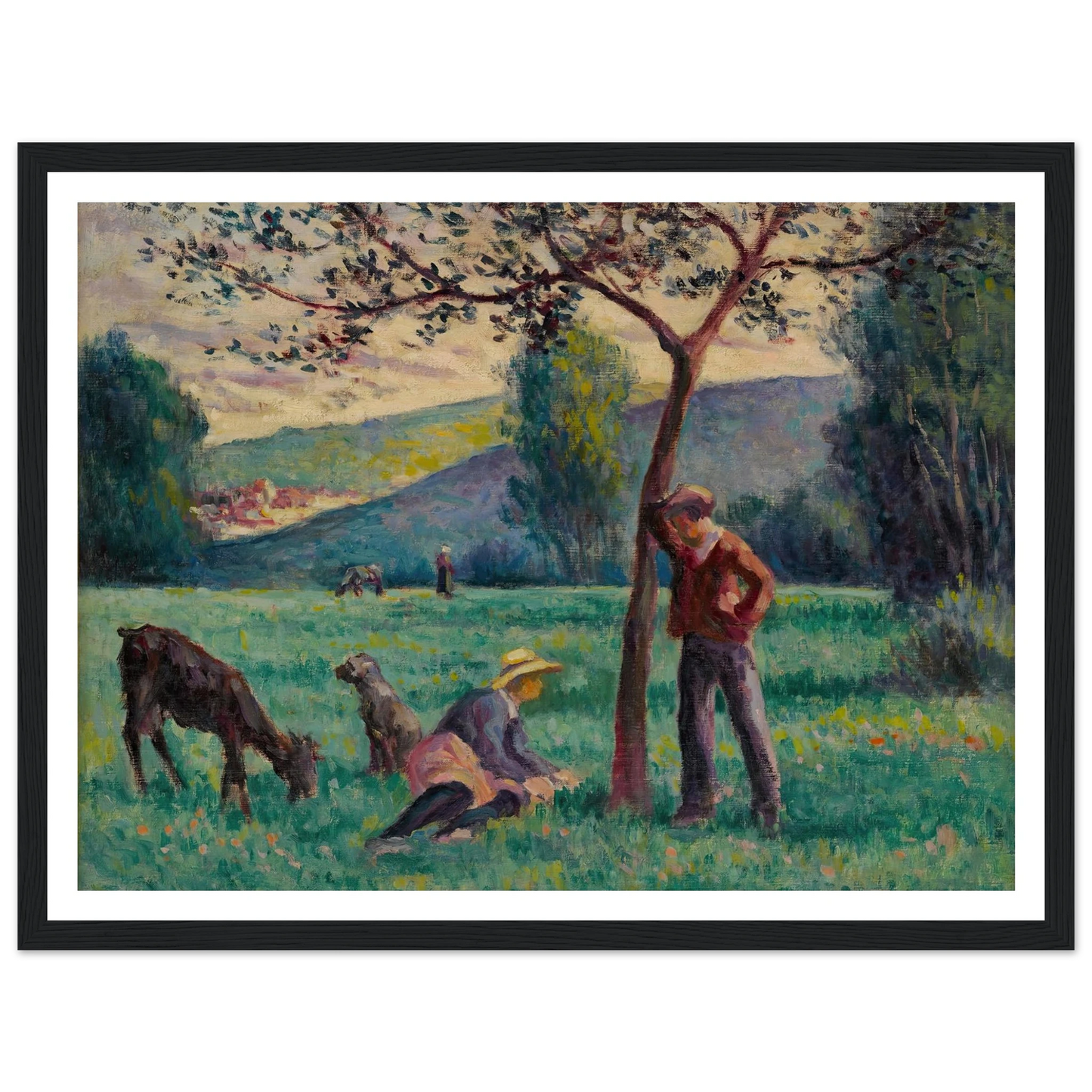 Bessy-cur-Cure, paysage au pommier Art Print | Maximilien Luce - Framed Poster - 30x40 cm / 12x16″ - Black frame
