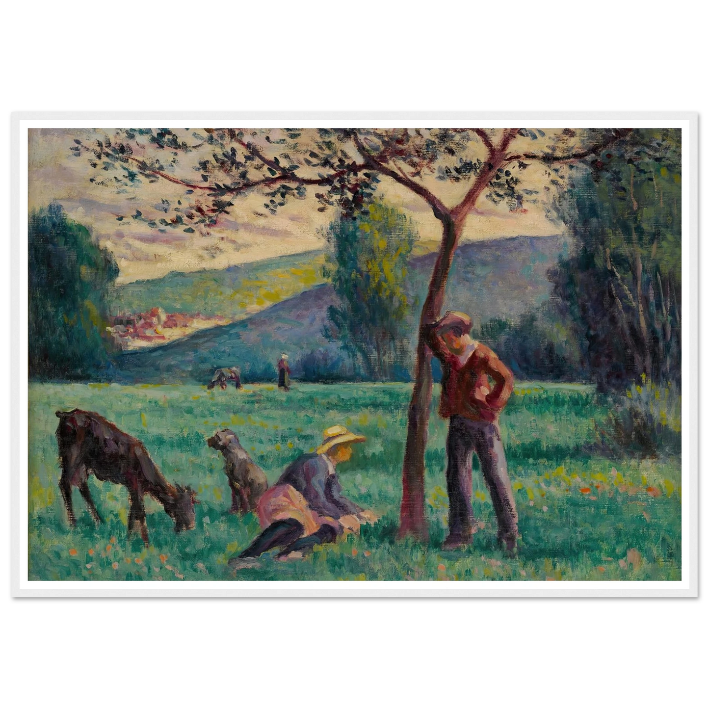 Bessy-cur-Cure, paysage au pommier Art Print | Maximilien Luce - Framed Poster - 30x40 cm / 12x16″ - Black frame