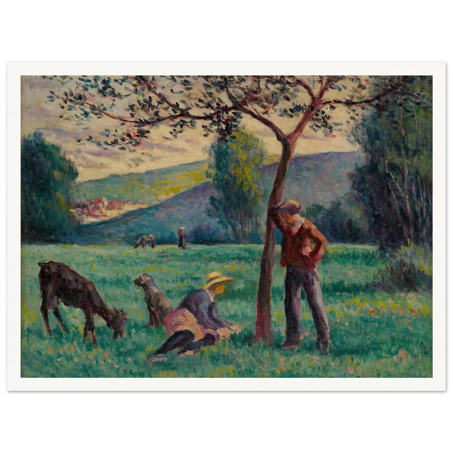 Bessy-cur-Cure, paysage au pommier Art Print | Maximilien Luce - Framed Poster - 30x40 cm / 12x16″ - Black frame