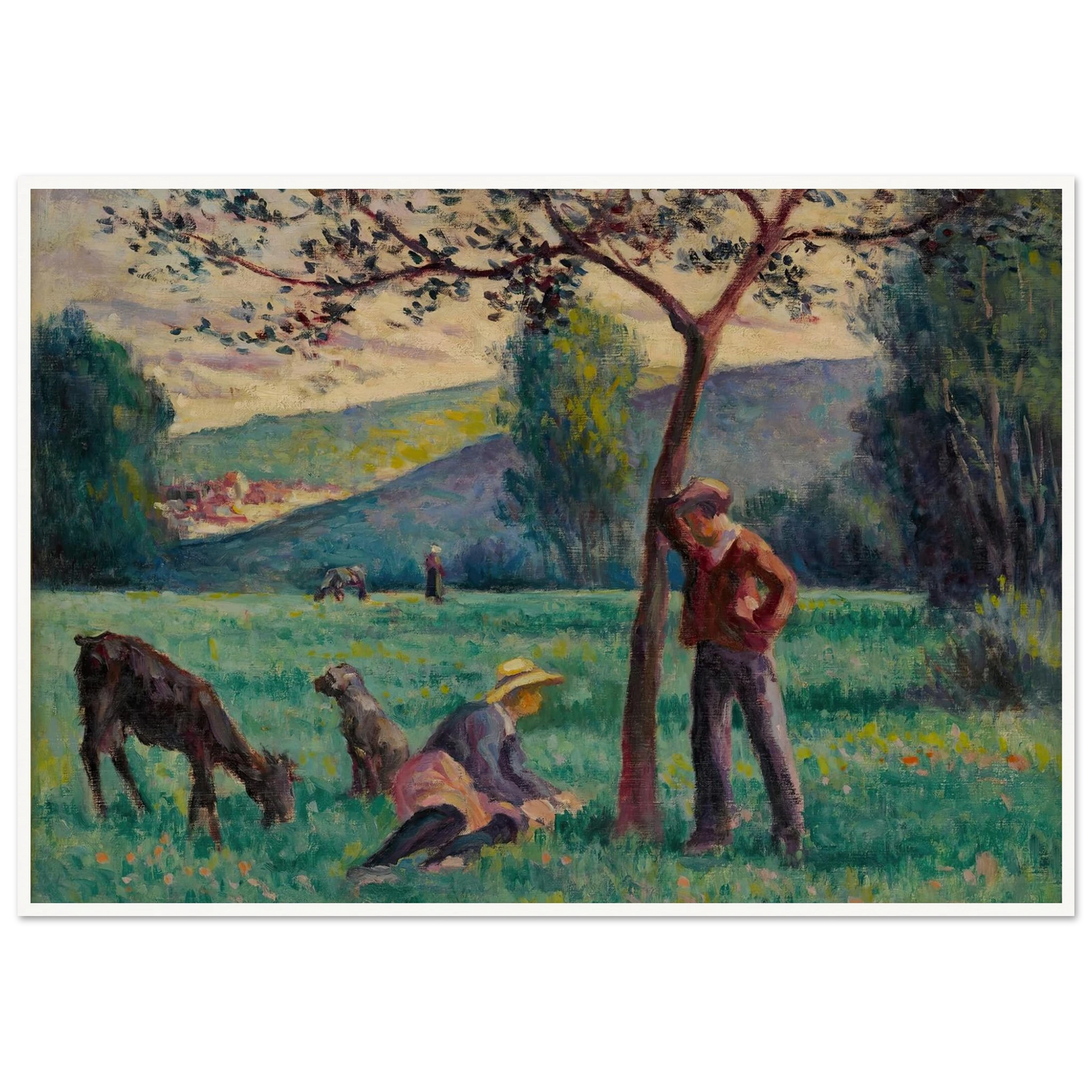 Bessy-cur-Cure, paysage au pommier Art Print | Maximilien Luce - Framed Poster - 30x40 cm / 12x16″ - Black frame