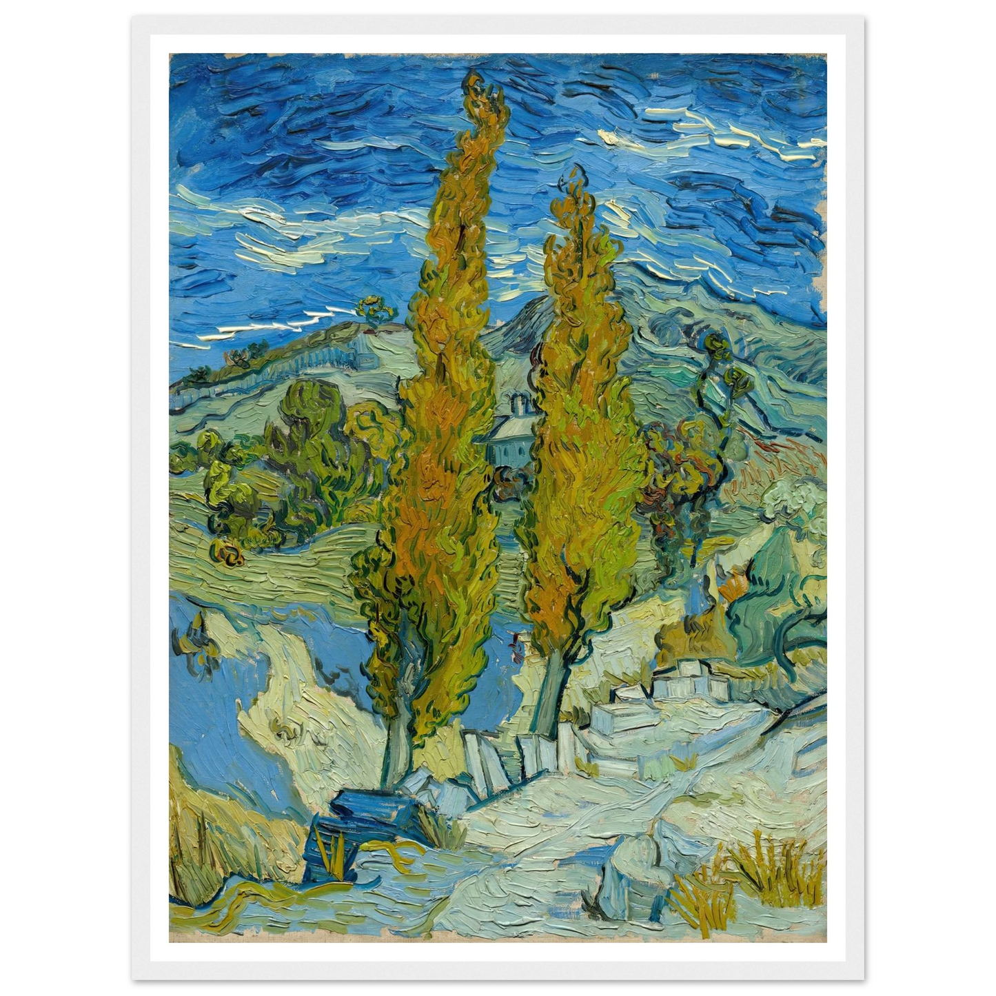 Two Poplars in the Alpilles near Saint-Rémy (1889) Art Print | Vincent van Gogh-Quipham Collections