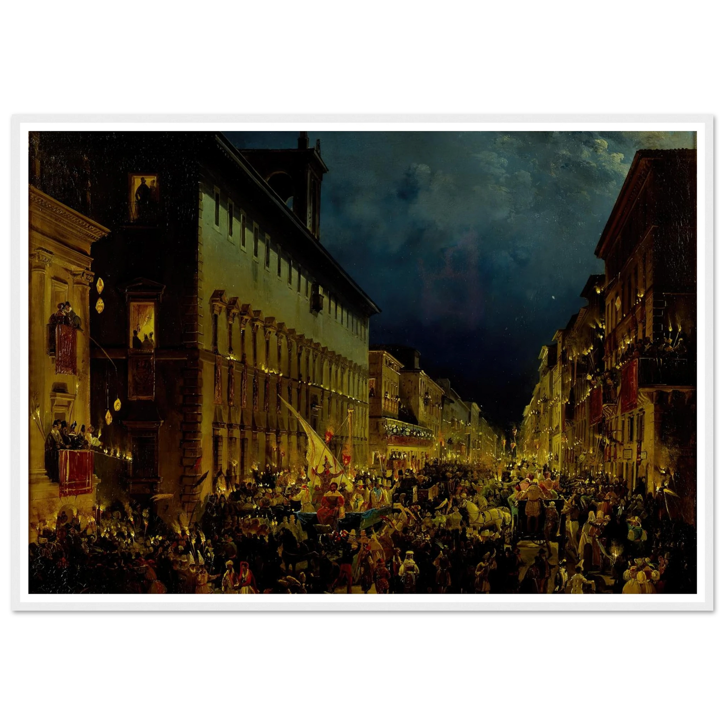 Moccoli Evening In Rome (1834) Art Print | Ippolito Caffi-Quipham Collections