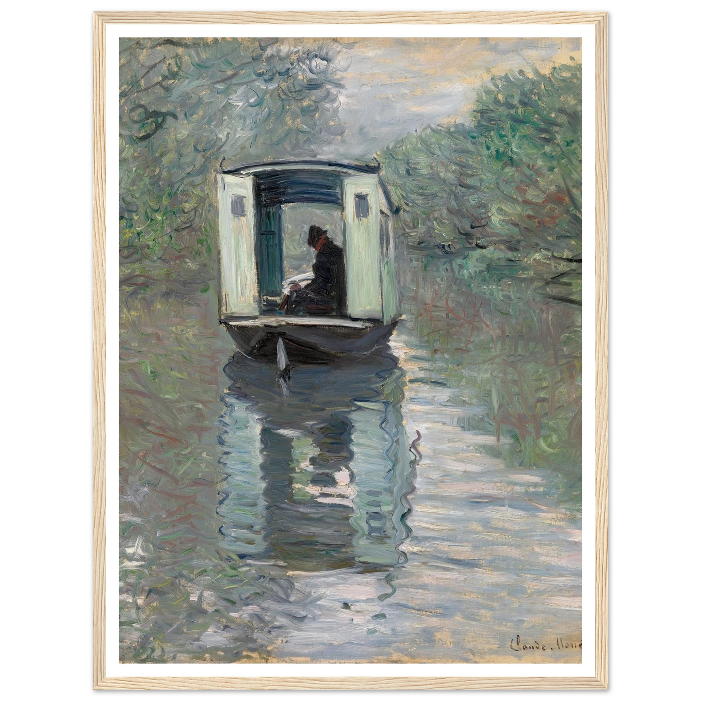 The Studio Boat (Le Bateau-atelier) (1876) Art Print | Claude Monet-Quipham Collections