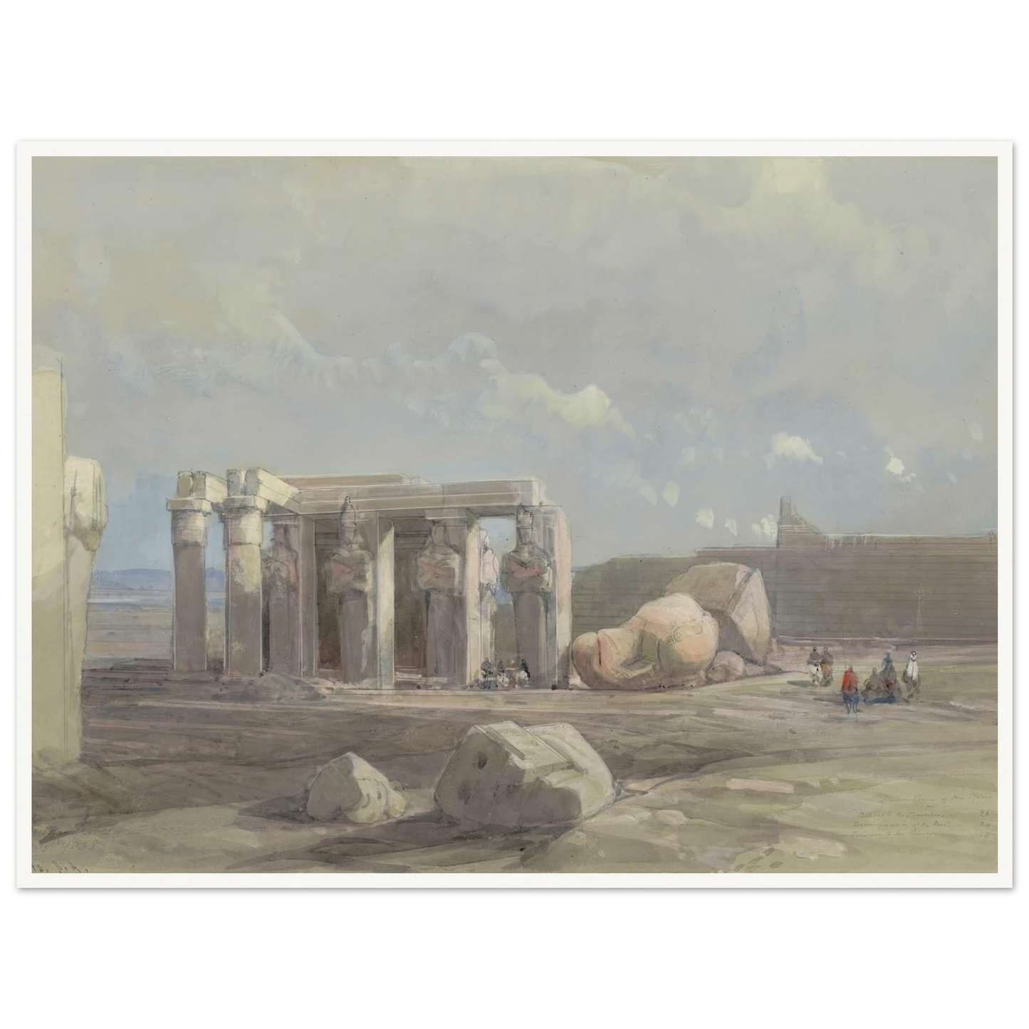 Fragments of a Colossal statue at the Memnonium, Thebes (1838) Art Print | David Roberts-Quipham Collections