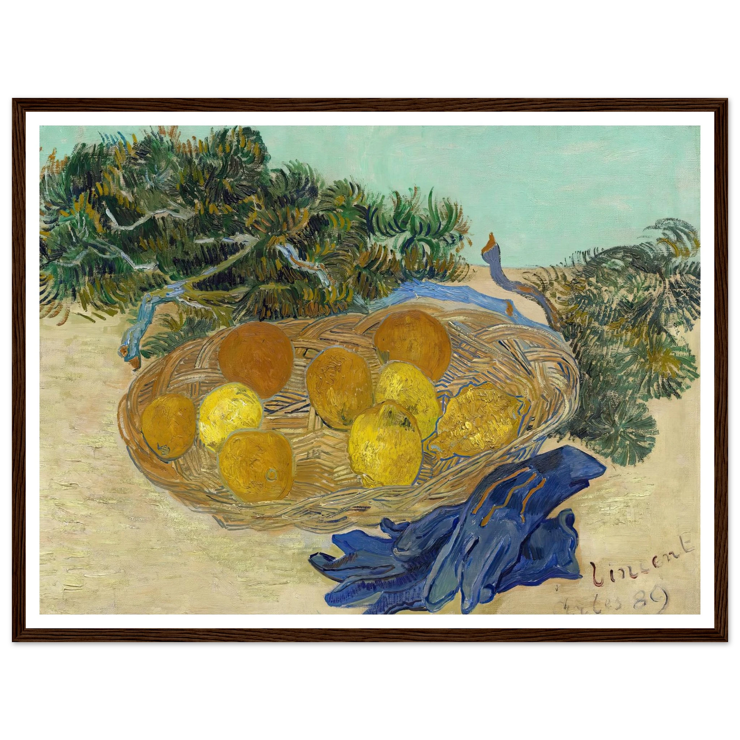 Still Life of Oranges and Lemons with Blue Gloves (1889) Art Print | Vincent van Gogh-Quipham Collections
