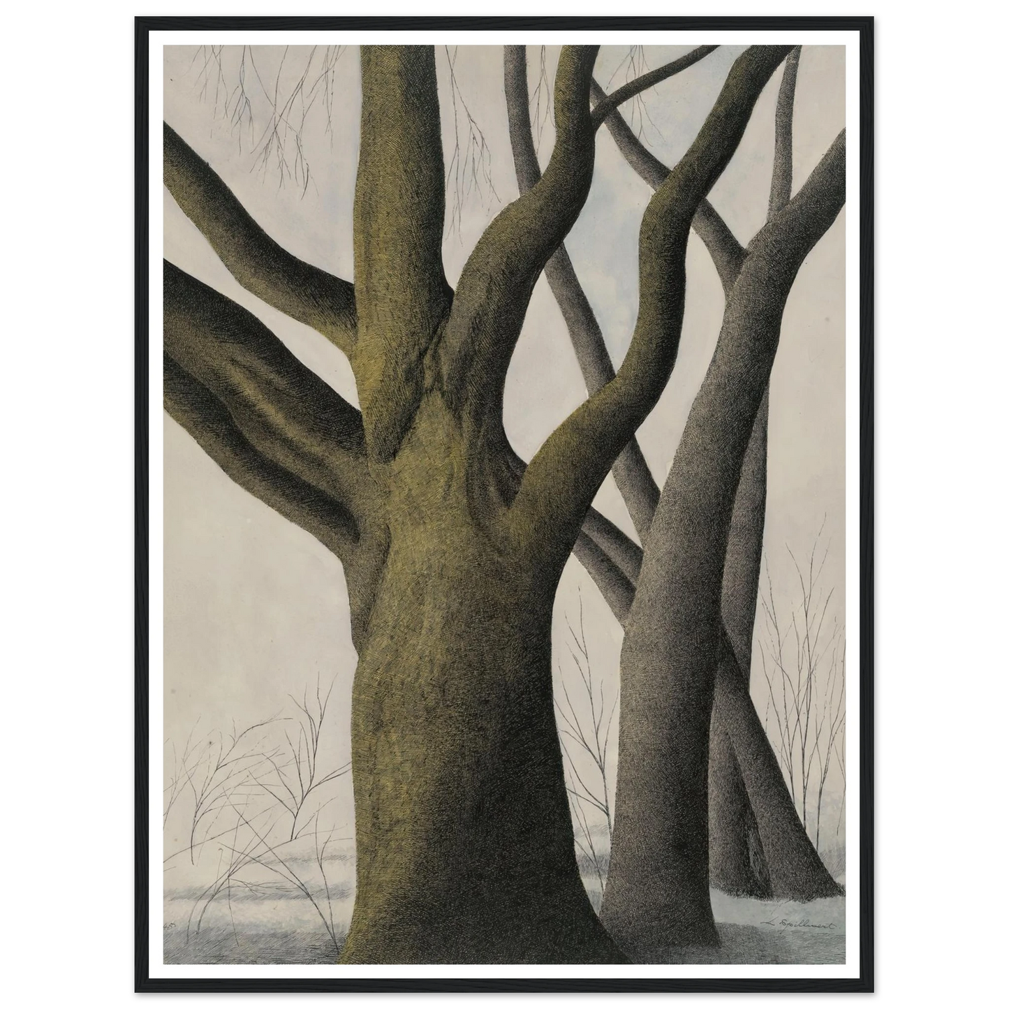 Big Tree (1945) Art Print | Leon Spilliaert - Framed Poster - 30x40 cm / 12x16″ - Black frame