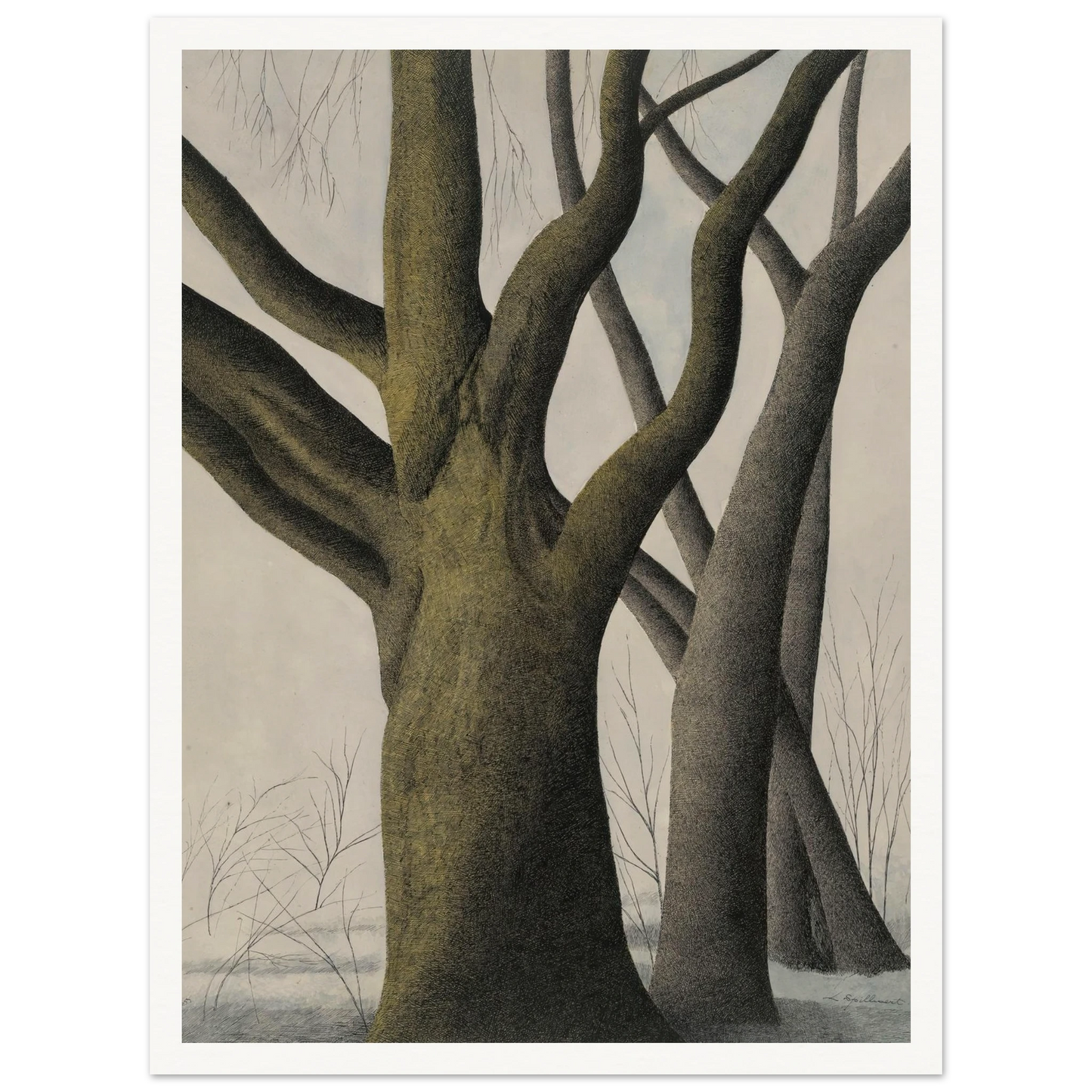 Big Tree (1945) Art Print | Leon Spilliaert - Framed Poster - 30x40 cm / 12x16″ - Black frame