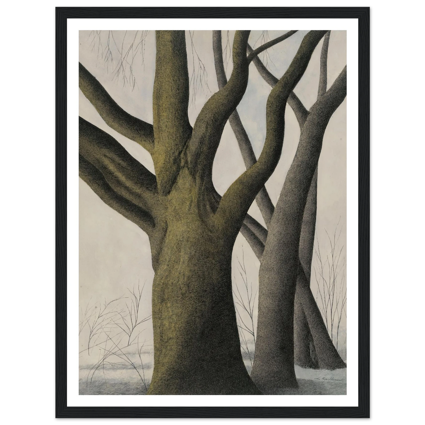 Big Tree (1945) Art Print | Leon Spilliaert - Framed Poster - 30x40 cm / 12x16″ - Black frame