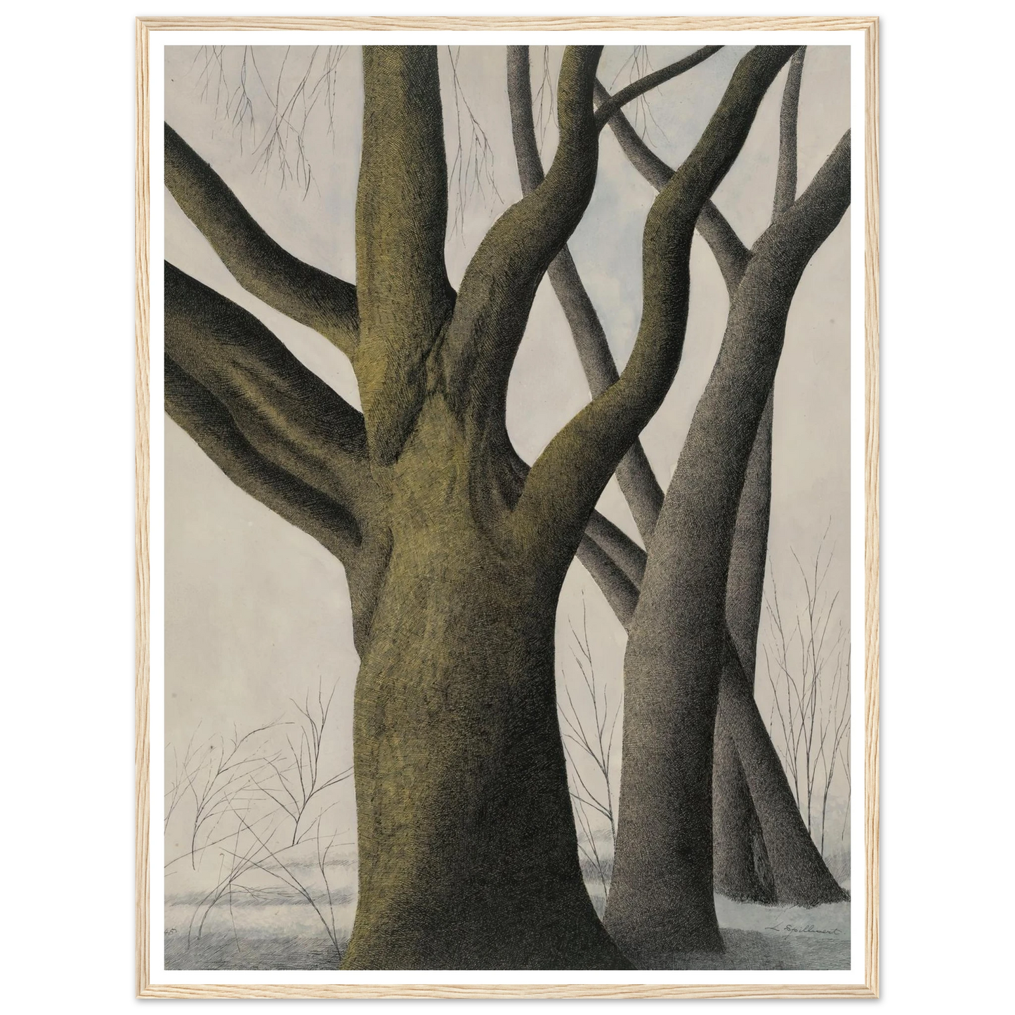 Big Tree (1945) Art Print | Leon Spilliaert - Framed Poster - 30x40 cm / 12x16″ - Black frame