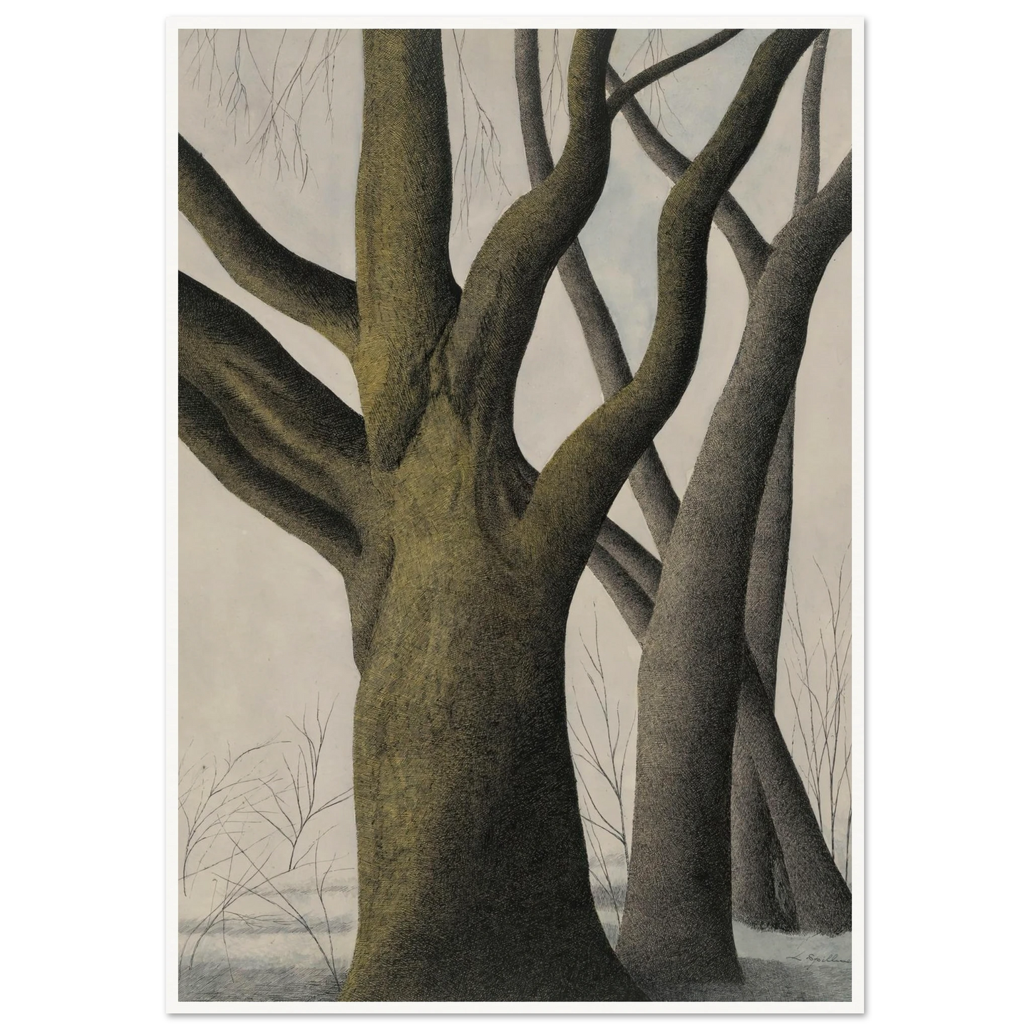 Big Tree (1945) Art Print | Leon Spilliaert - Framed Poster - 30x40 cm / 12x16″ - Black frame