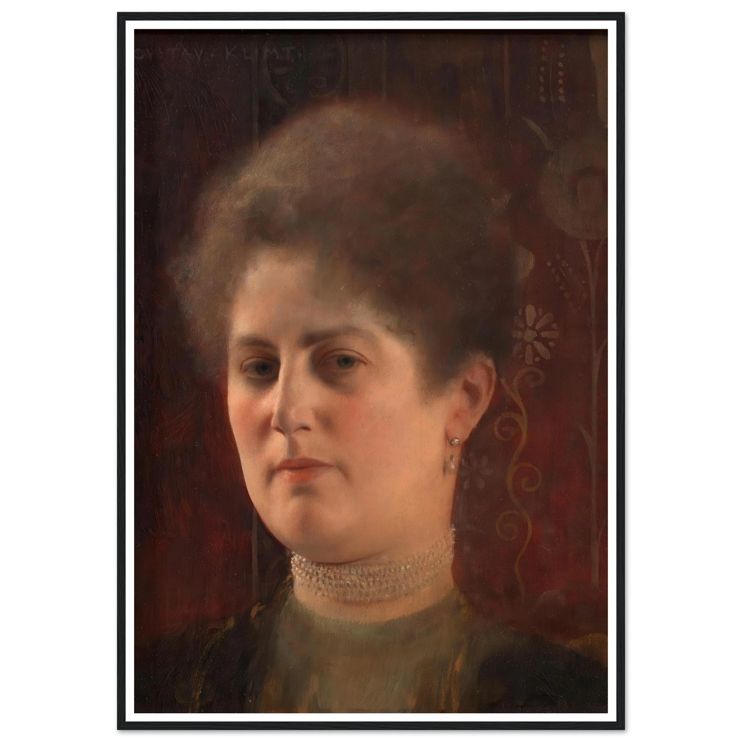 Bildnis einer unbekannten Frau (Frau Heymann) (1884–1904) Art Print | Gustav Klimt - Framed Poster - 30x40 cm / 12x16″ - Black frame