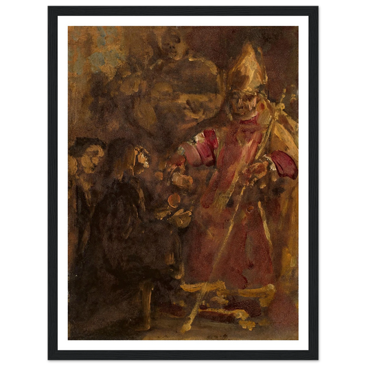 Bishop Lubrański establishes the Ecclesiastical Academy in Poznań, sketch (1886) Art Print | Jan Matejko - Framed Poster - 30x40 cm / 12x16″ - Black frame