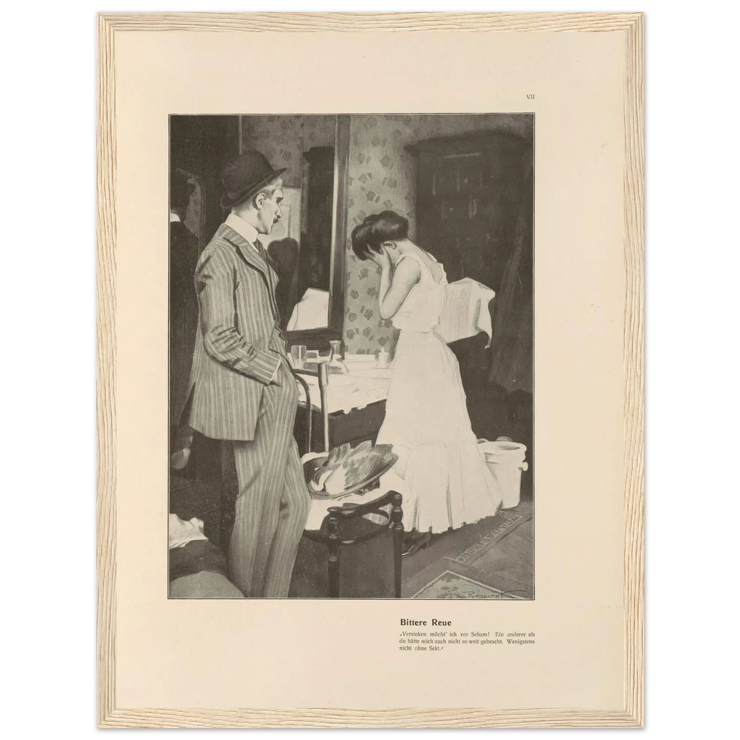 Bittere Reue (1908) Art Print | Ferdinand Freiherr von Reznicek - Framed Poster - 30x40 cm / 12x16″ - Black frame