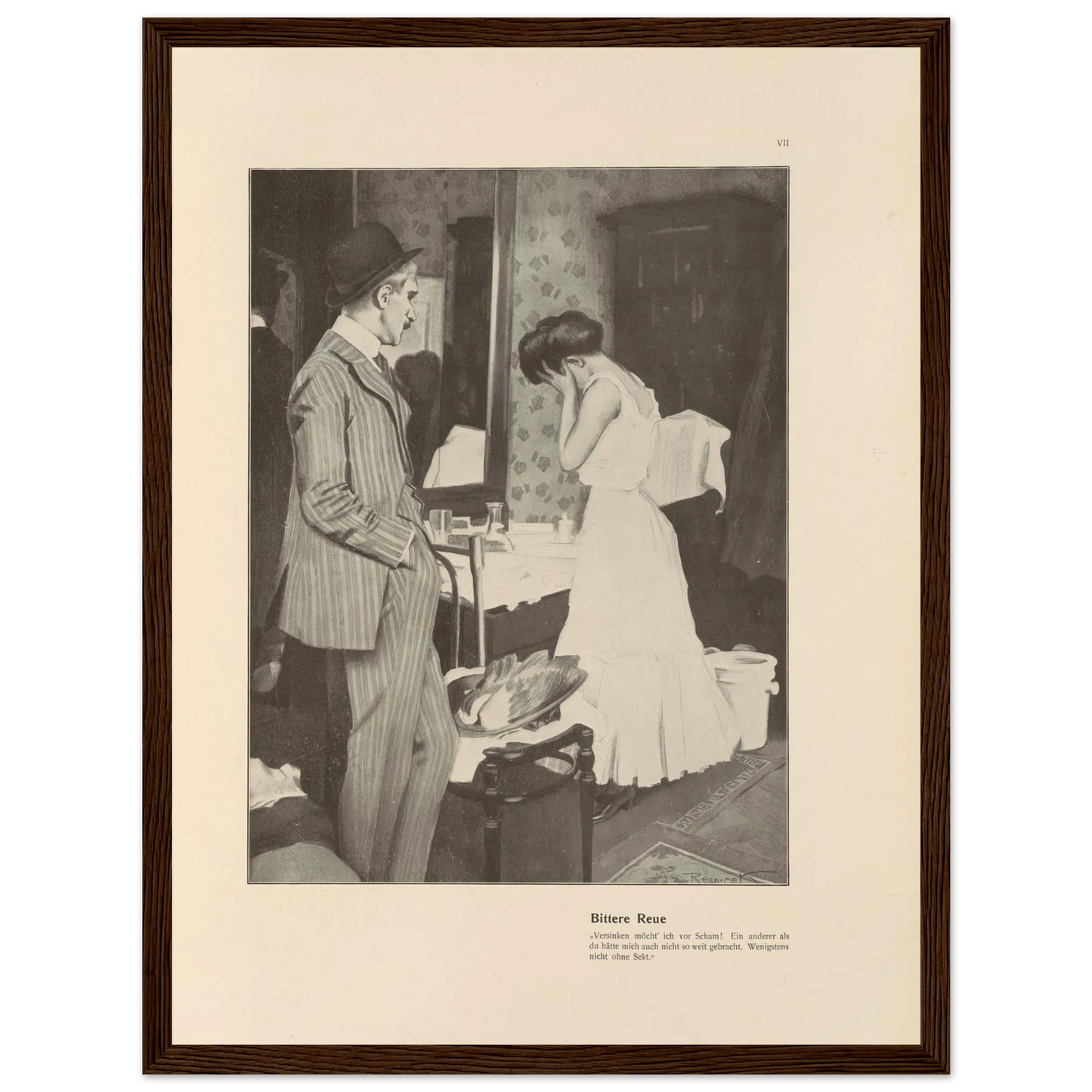 Bittere Reue (1908) Art Print | Ferdinand Freiherr von Reznicek - Framed Poster - 30x40 cm / 12x16″ - Black frame