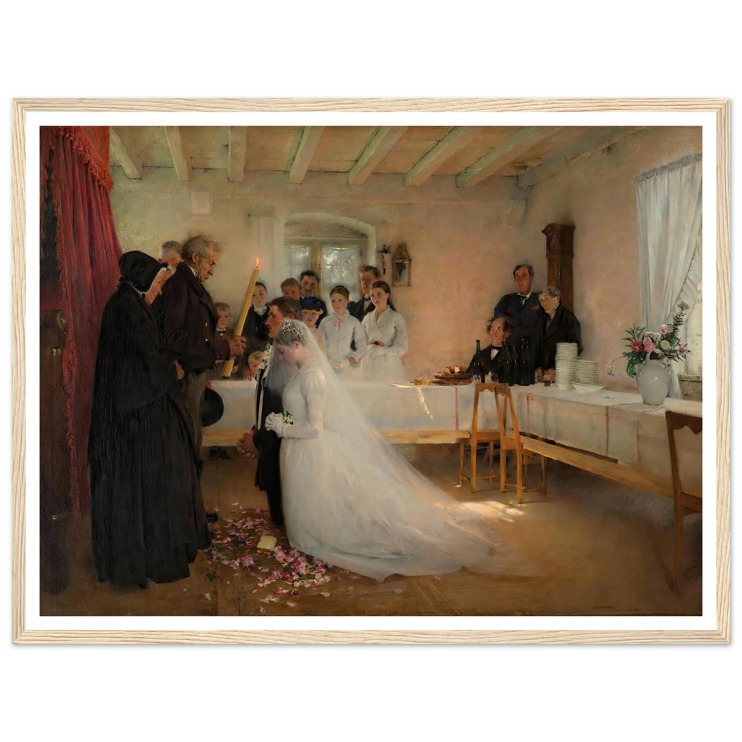 Blessing of the Young Couple Before Marriage (1880–1881) Art Print | Pascal Adolphe Jean Dagnan Bouveret - Framed Poster - 30x40 cm / 12x16″ - Black frame