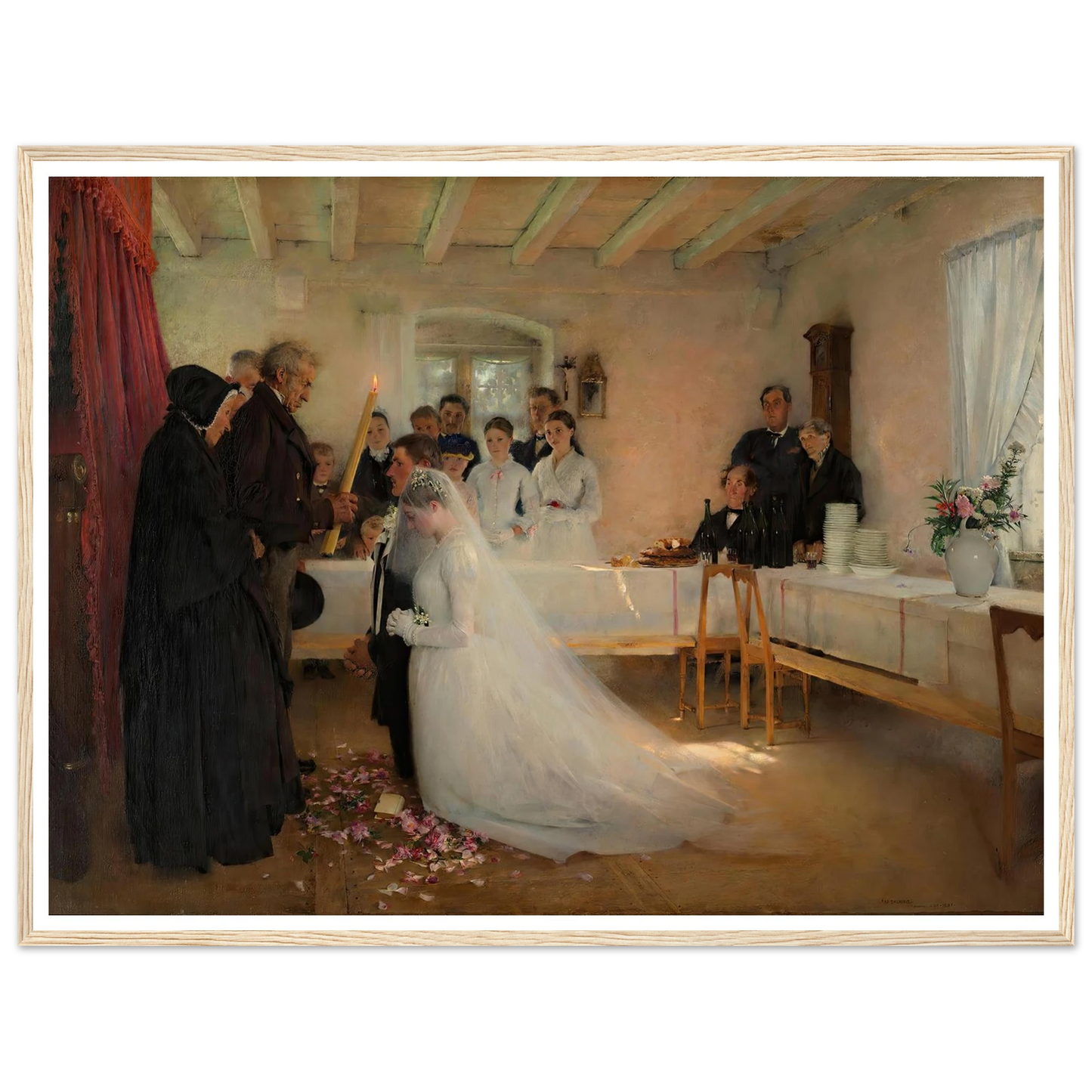 Blessing of the Young Couple Before Marriage (1880–1881) Art Print | Pascal Adolphe Jean Dagnan Bouveret - Framed Poster - 30x40 cm / 12x16″ - Black frame