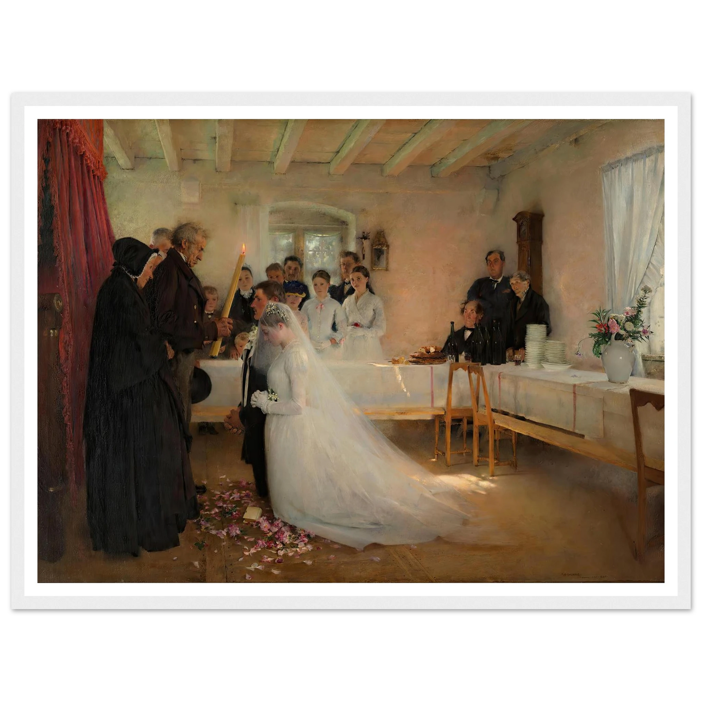 Blessing of the Young Couple Before Marriage (1880–1881) Art Print | Pascal Adolphe Jean Dagnan Bouveret - Framed Poster - 30x40 cm / 12x16″ - Black frame