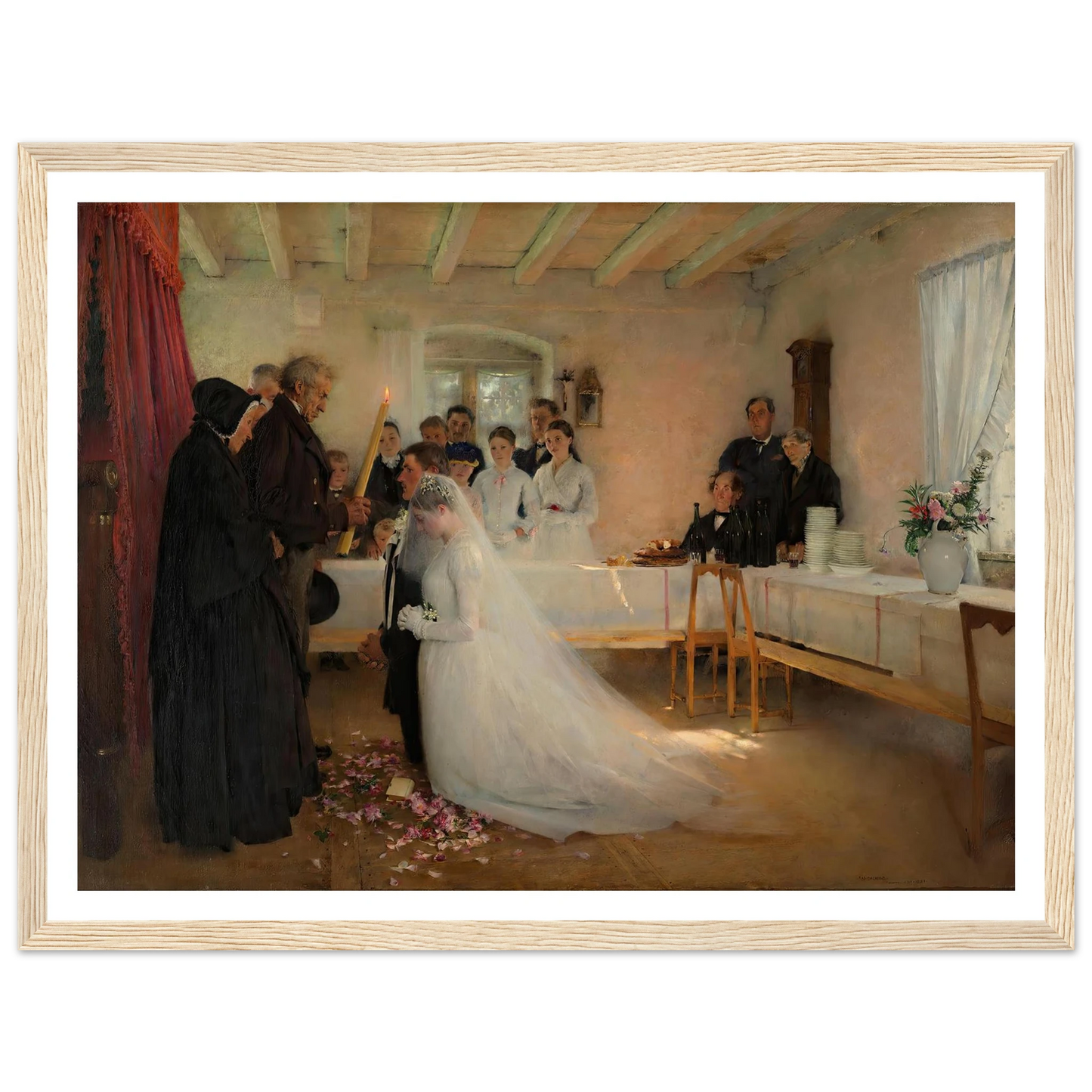 Blessing of the Young Couple Before Marriage (1880–1881) Art Print | Pascal Adolphe Jean Dagnan Bouveret - Framed Poster - 30x40 cm / 12x16″ - Black frame