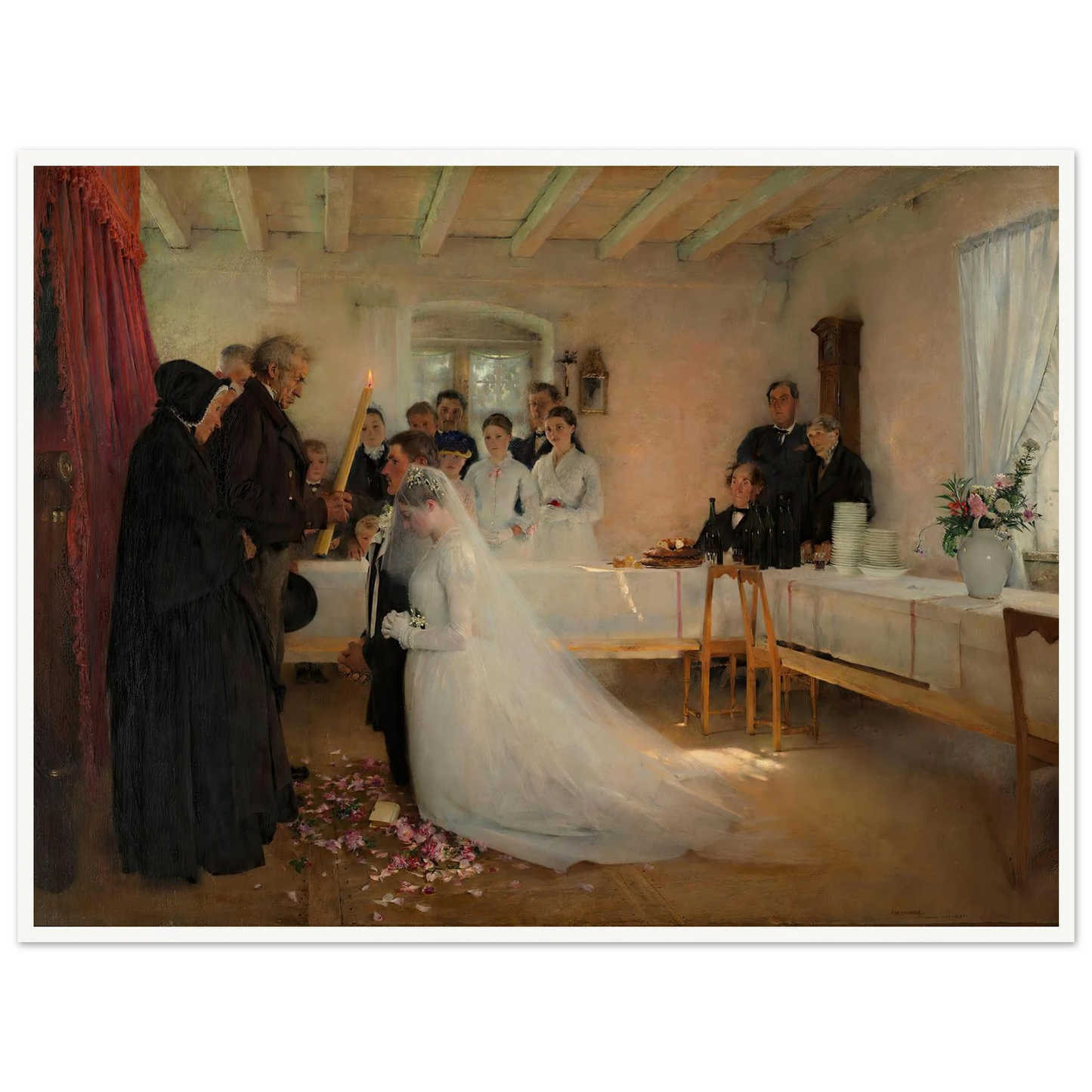 Blessing of the Young Couple Before Marriage (1880–1881) Art Print | Pascal Adolphe Jean Dagnan Bouveret - Framed Poster - 30x40 cm / 12x16″ - Black frame