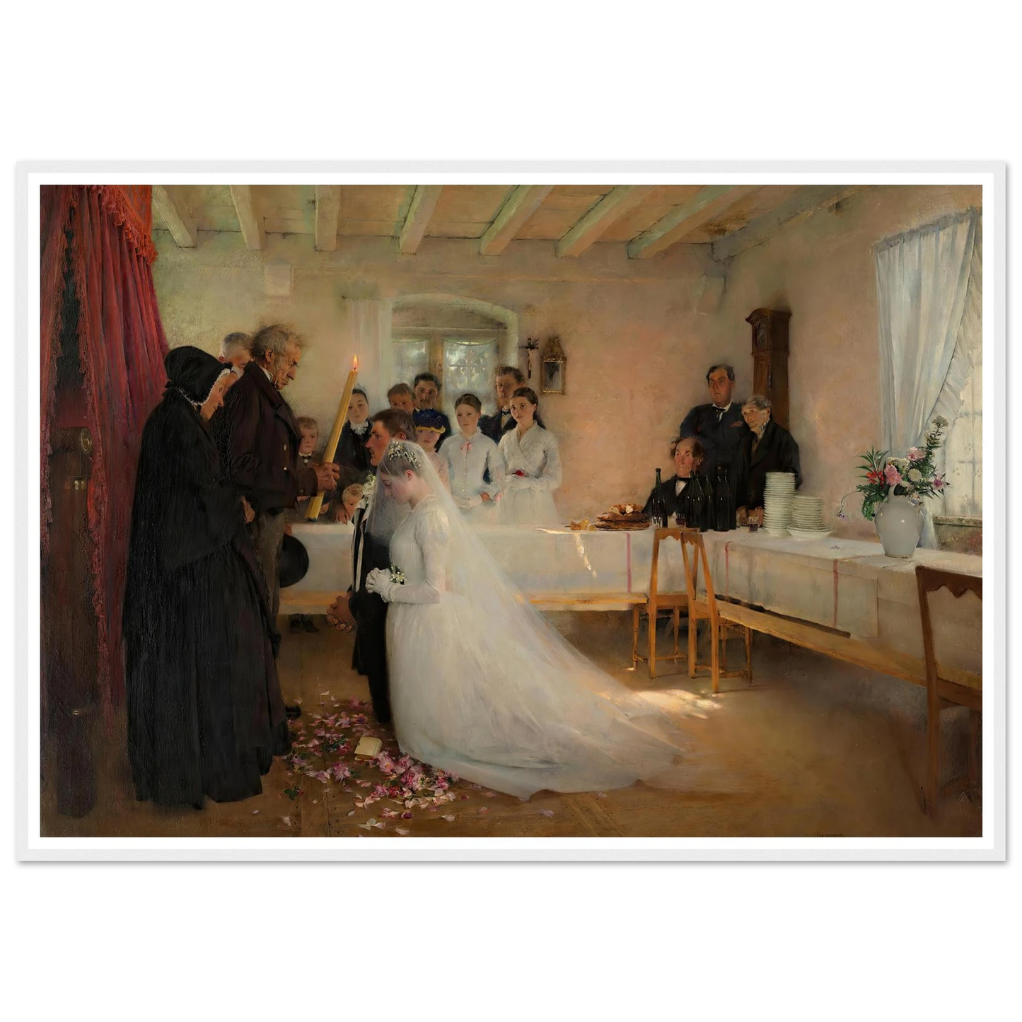 Blessing of the Young Couple Before Marriage (1880–1881) Art Print | Pascal Adolphe Jean Dagnan Bouveret - Framed Poster - 30x40 cm / 12x16″ - Black frame