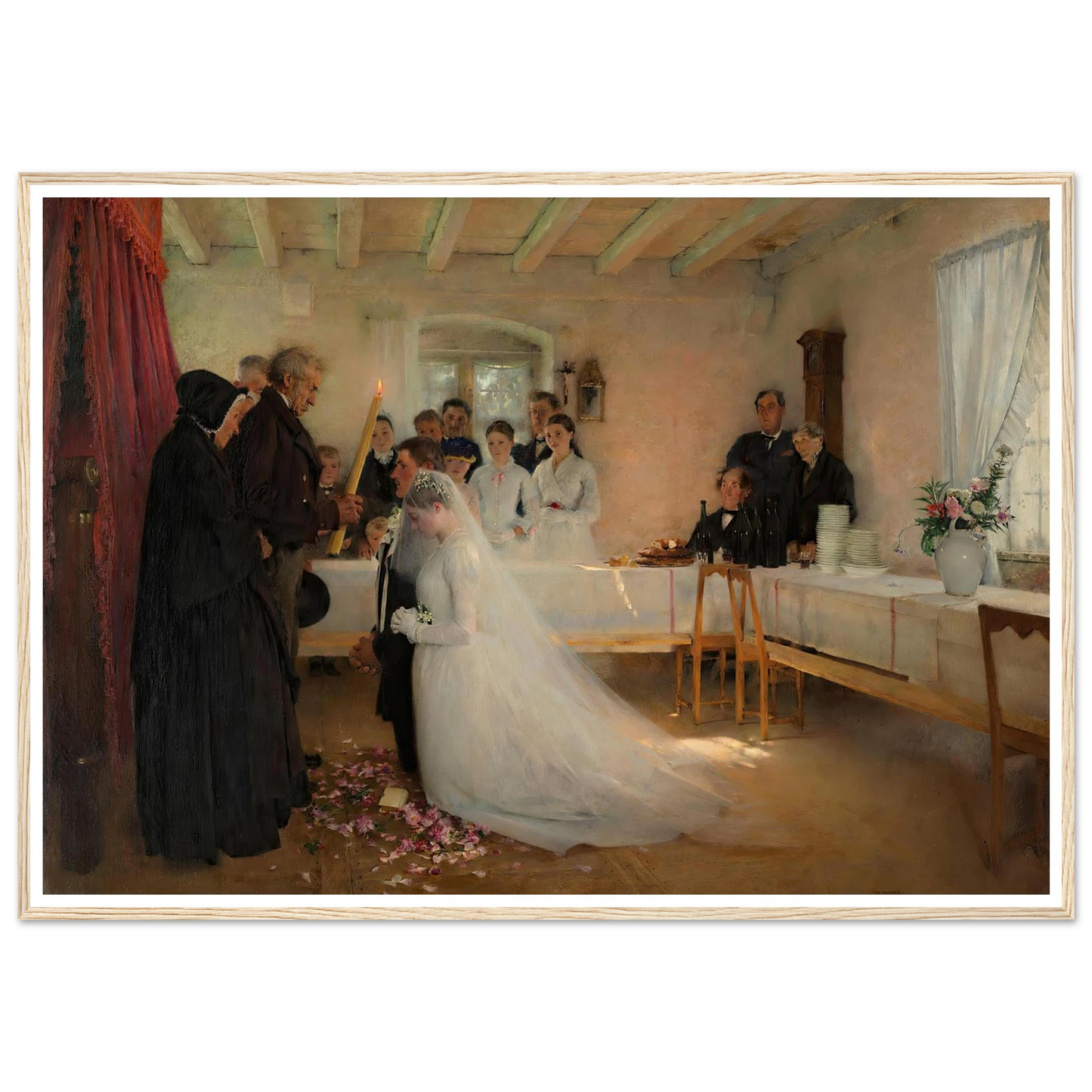Blessing of the Young Couple Before Marriage (1880–1881) Art Print | Pascal Adolphe Jean Dagnan Bouveret - Framed Poster - 30x40 cm / 12x16″ - Black frame