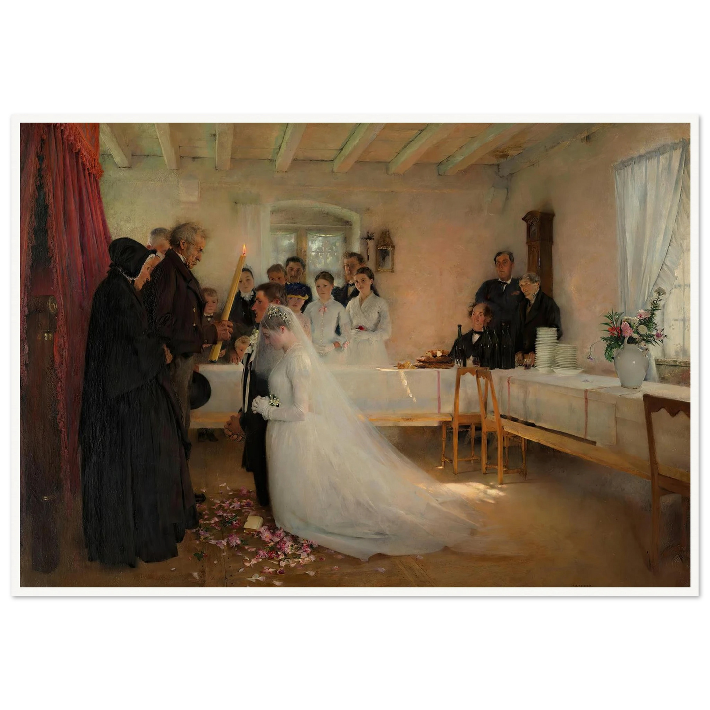 Blessing of the Young Couple Before Marriage (1880–1881) Art Print | Pascal Adolphe Jean Dagnan Bouveret - Framed Poster - 30x40 cm / 12x16″ - Black frame