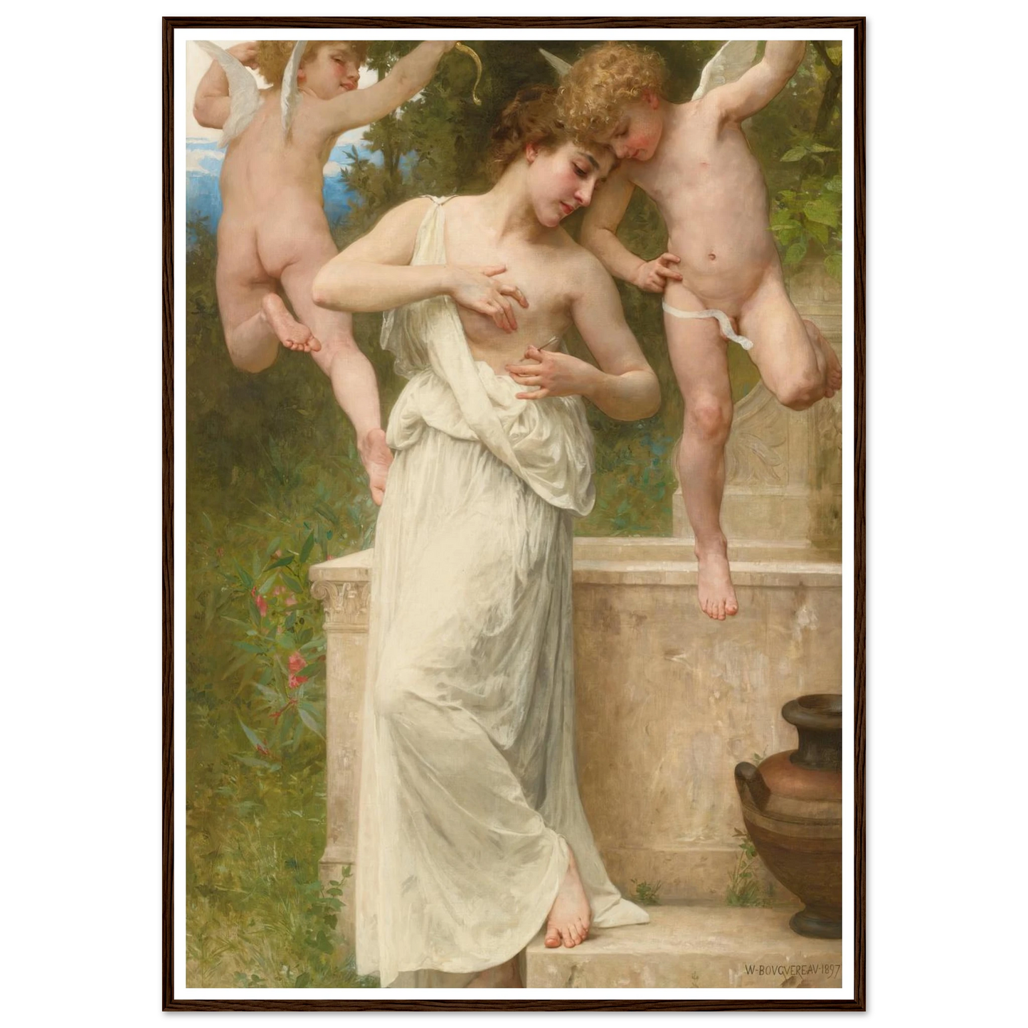 Blessures D’amour (1897) Art Print | William Bouguereau - Framed Poster - 30x40 cm / 12x16″ - Black frame