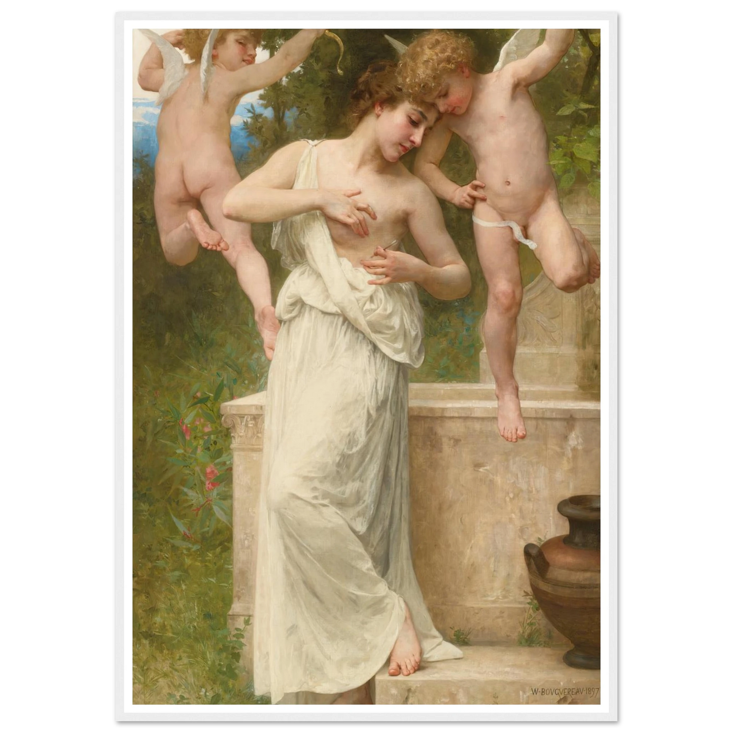 Blessures D’amour (1897) Art Print | William Bouguereau - Framed Poster - 30x40 cm / 12x16″ - Black frame