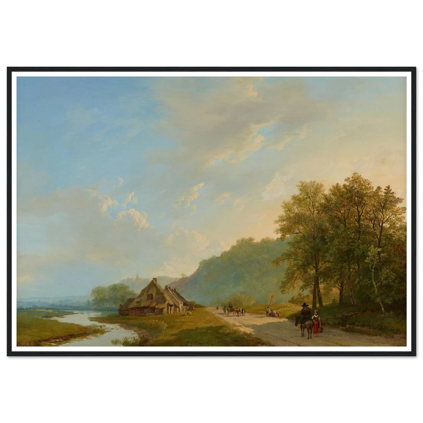 Blick auf den Weg der Hügelreihe von Beek bei Nijmegen (1826) Art Print | Barend Cornelis Koekkoek - Framed Poster - 30x40 cm / 12x16″ - Black frame