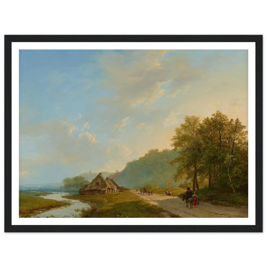 Blick auf den Weg der Hügelreihe von Beek bei Nijmegen (1826) Art Print | Barend Cornelis Koekkoek - Framed Poster - 30x40 cm / 12x16″ - Black frame